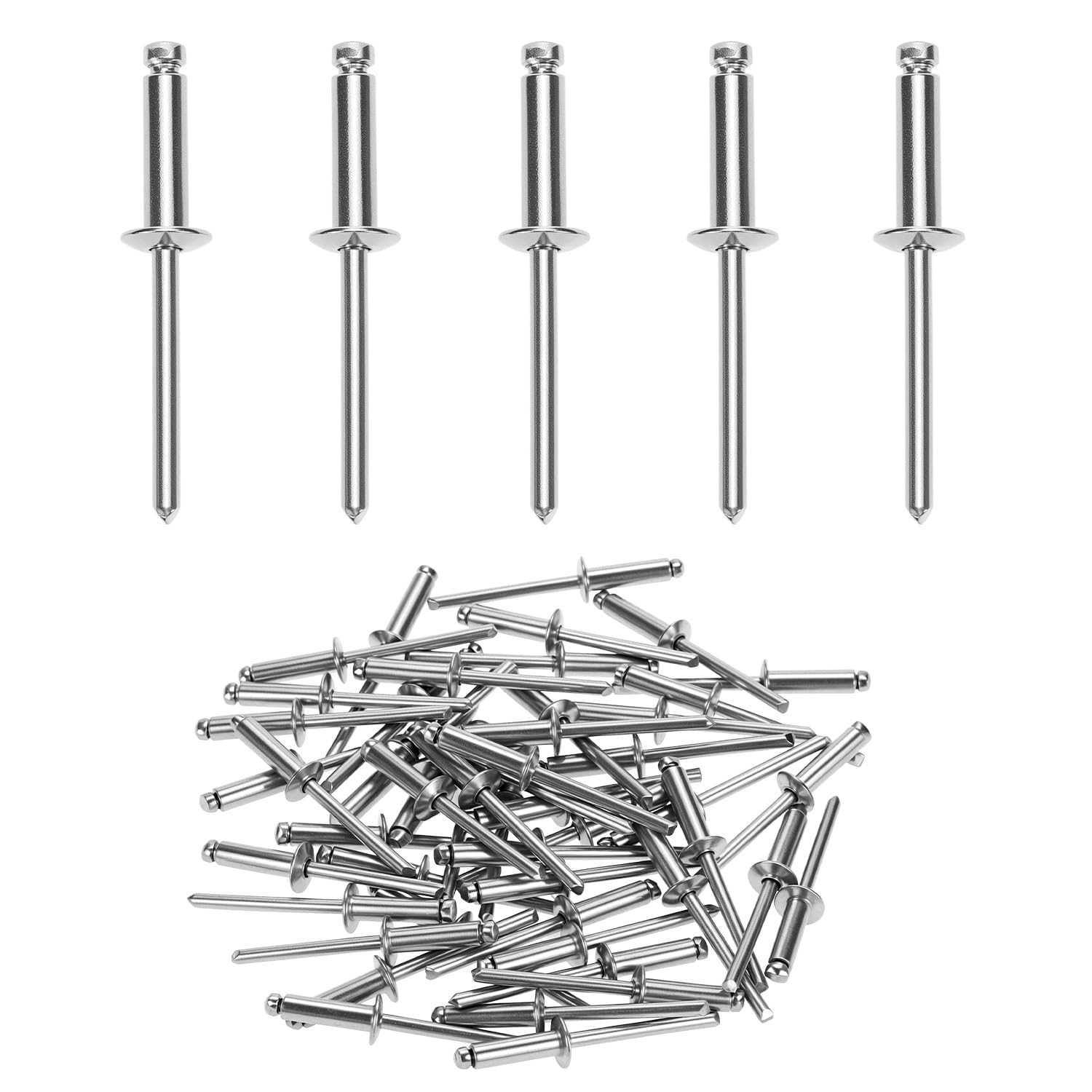 QWORK® 50 Pieces Blind Rivets 4.8 x 16mm, 304 Stainless Steel