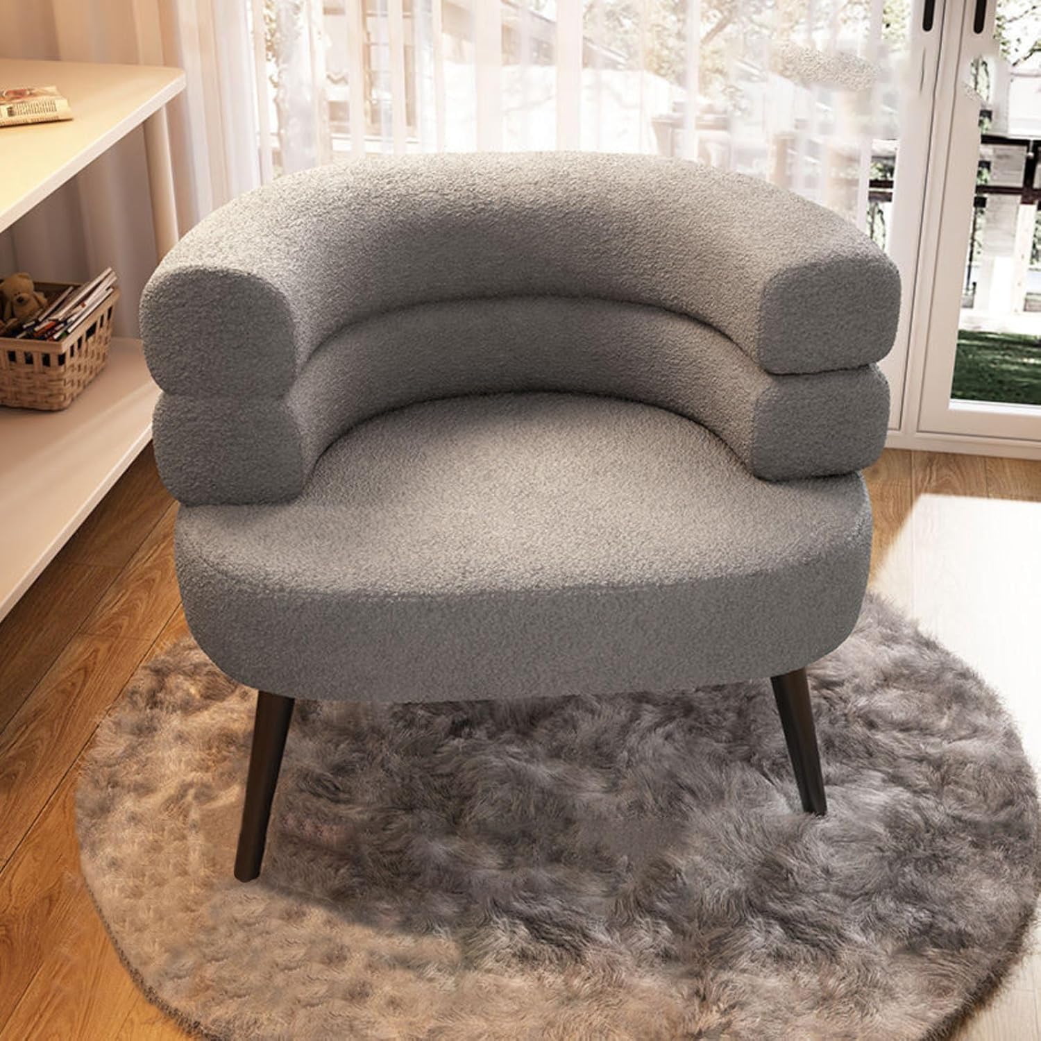 Fauteuil d'appoint design en L gris clair | Assise robuste et confort moderne pour votre salon