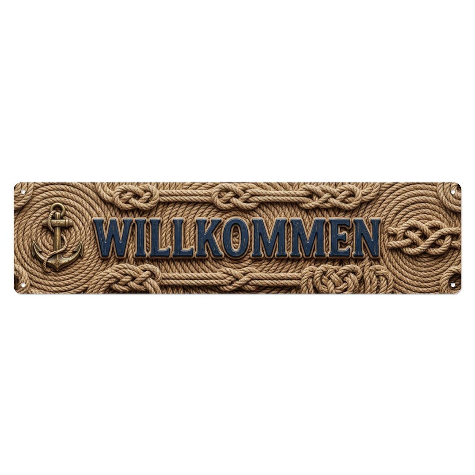 Rope Nautical Marine Welcome Metal Tin Sign