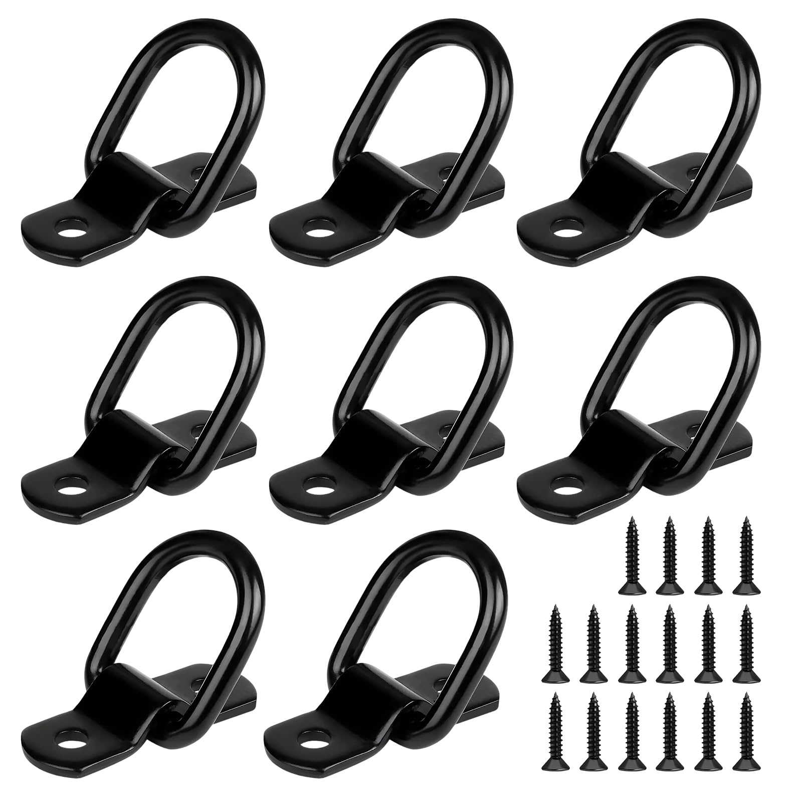 Anello di ancoraggio a forma di D da 10 pezzi Anello di ancoraggio nero Gancio di trazione Accessori in acciaio inossidabile Anello di ancoraggio adatto per barche Veicoli da carico Auto RV