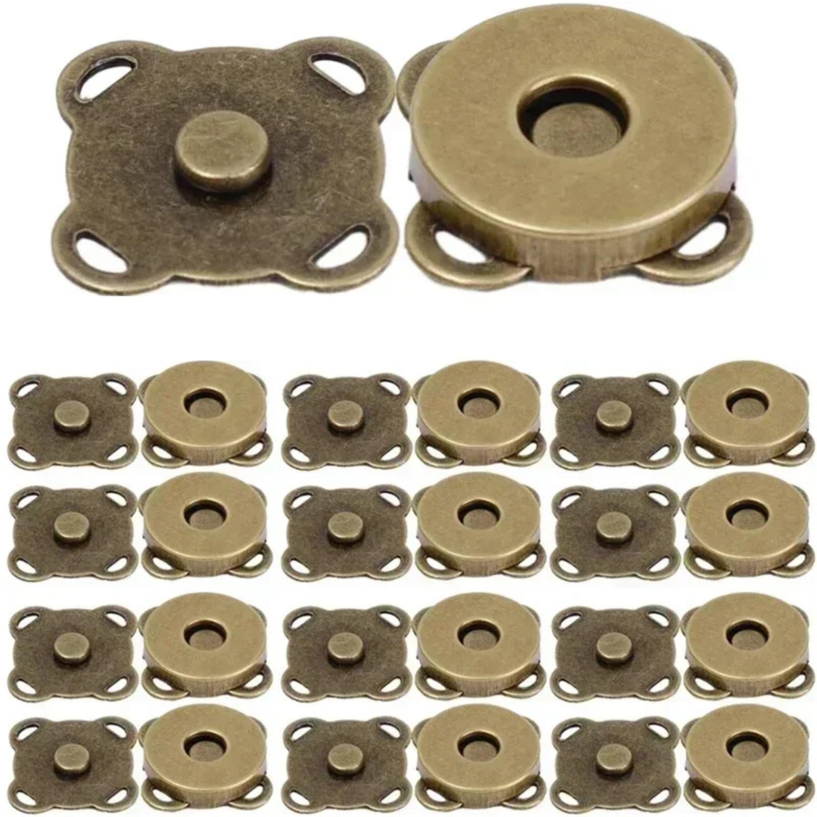 Magnetic Press Studs 1-50set Magnetic Snap Fasteners Clasps Buttons Handbag Purse Wallet Craft Bag Parts Mini Adsorption(Bronze - 14mm,10Set)