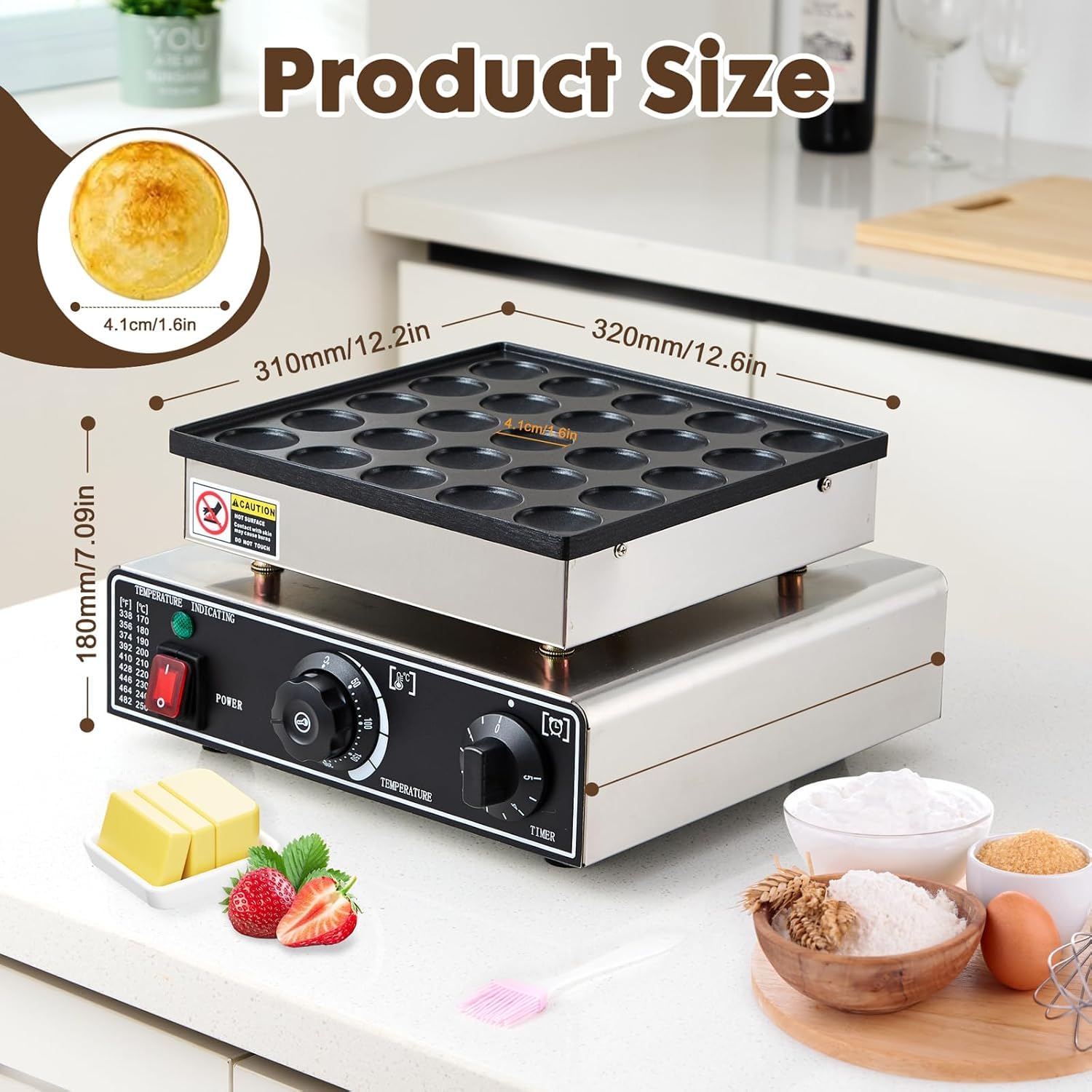 Mini Máquina Eléctrica para Hacer Panqueques: Prepara 25 Panqueques Holandeses Antiadherentes, Ideal para El Hogar Y Restaurantes. Máquina para Panqueques De Calidad Profesional para Desayunos