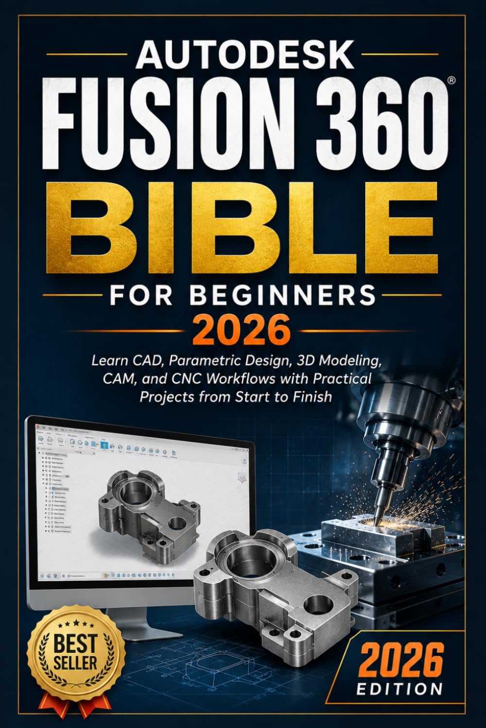 Autodesk Fusion 360 Bible for Beginners 2026: Learn CAD, Parametric Design, 3D Modeling, CAM, and CNC Workflows with Practical Projects from Start to Finish