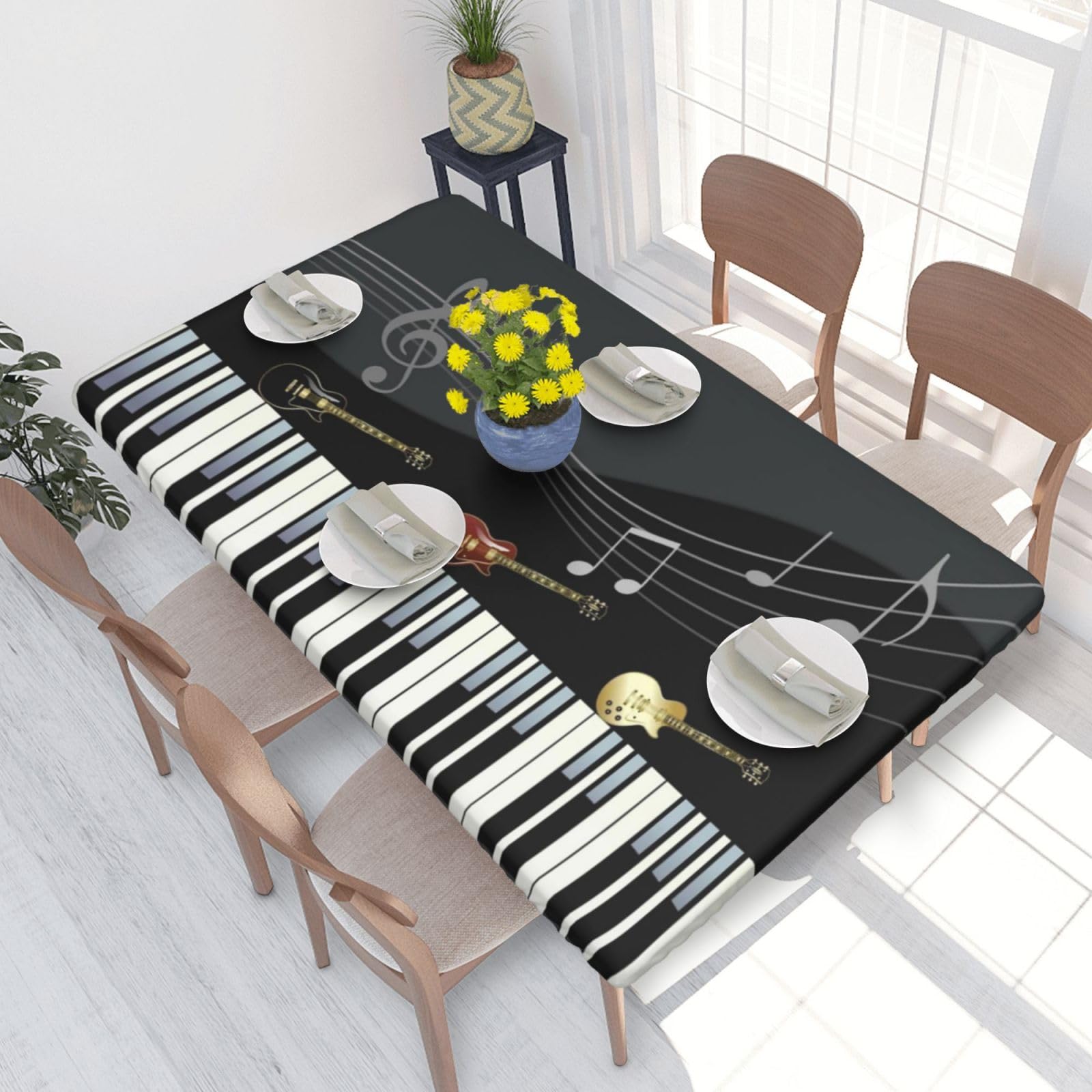 WKSGDSG Fitted Tablecloth For Dining Room 4ft, Elastic Edged Table Cover