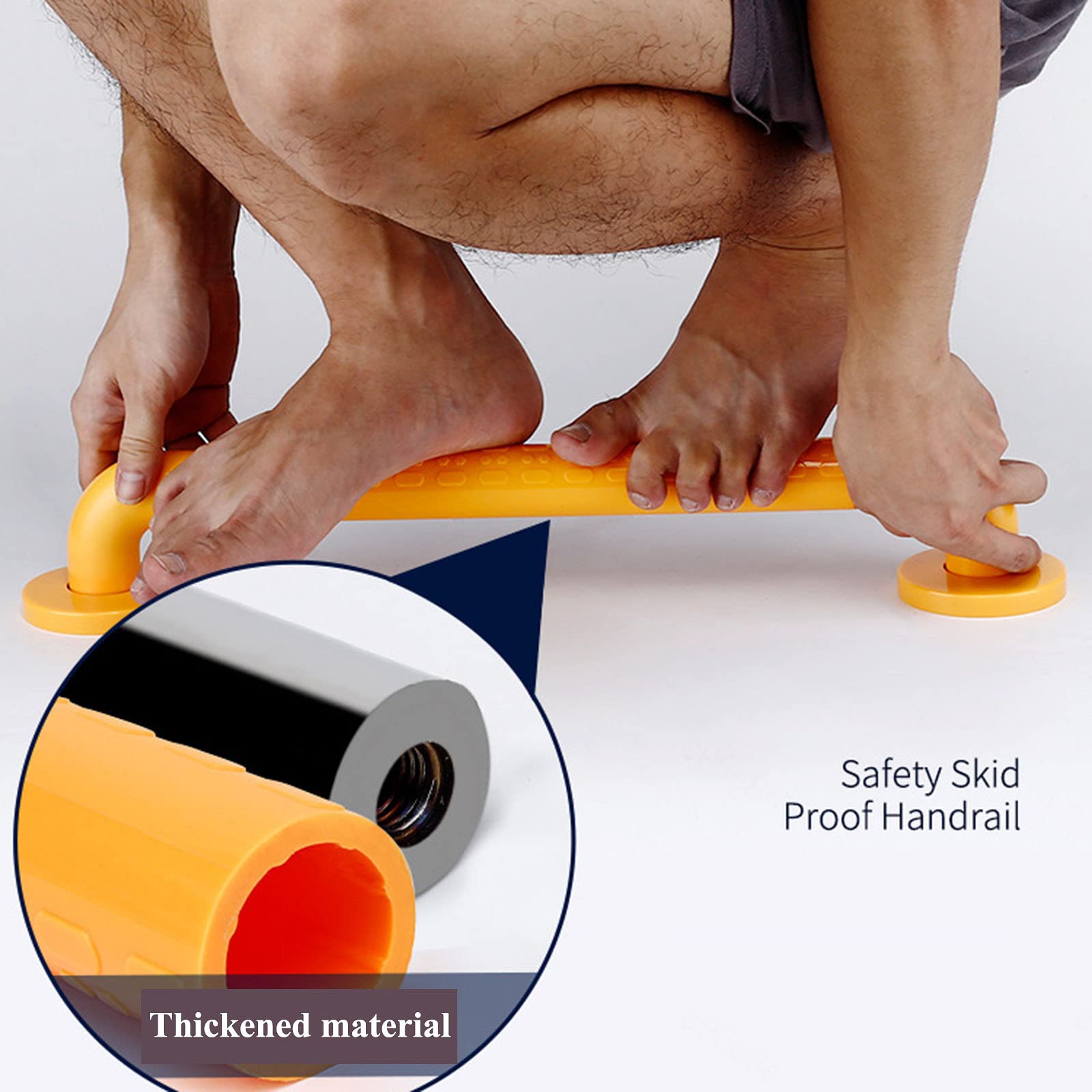 HAMIMI Maniglione Bagno Disabili, Maniglia per Doccia Antiscivolo, Anziani Maniglia Vasca con Luce Fluorescente Acciaio Inossidabile Sostegno Corrimano, per Anziani, Gravida Bambini,Yellow-70cm