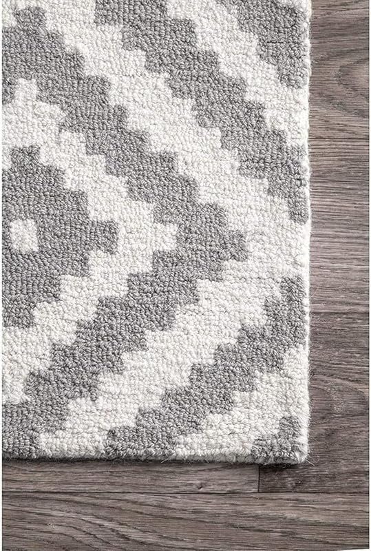 Image of Hand Tufted Wool Carpets Anti Shedding Rug Modern Carpets for Living Room Size 5x8 Feet