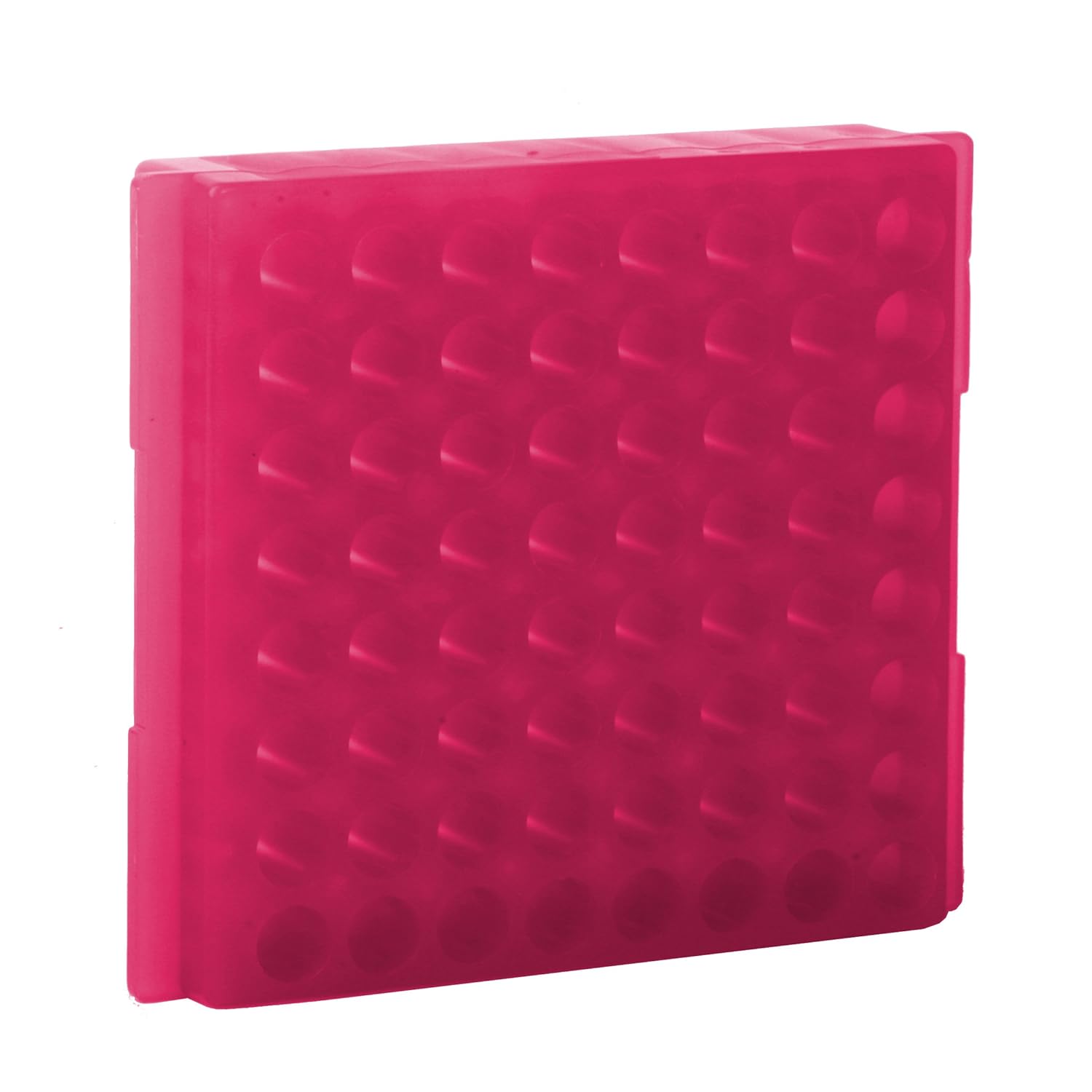 0085 Pink Polypropylene Microcentrifuge PCR Tube Rack with Cover, 64-Well (Pack of 5 Racks)