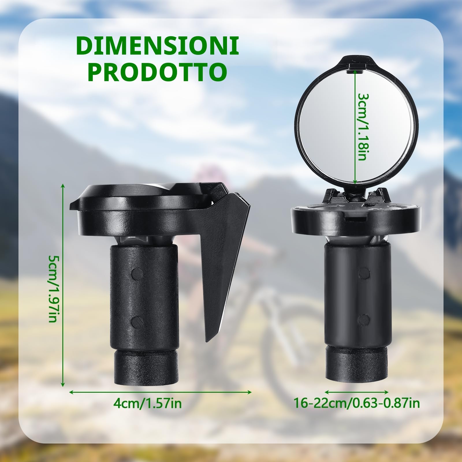 Specchietto bici, 2 Pezzi Specchietto Retrovisore Bicicletta, HD 360 ° Regolabile Specchietti Bici, Mini Specchietto bicicletta, Bici da Corsa, per Manubri 16-22 mm, per bicicletta, mountain bike