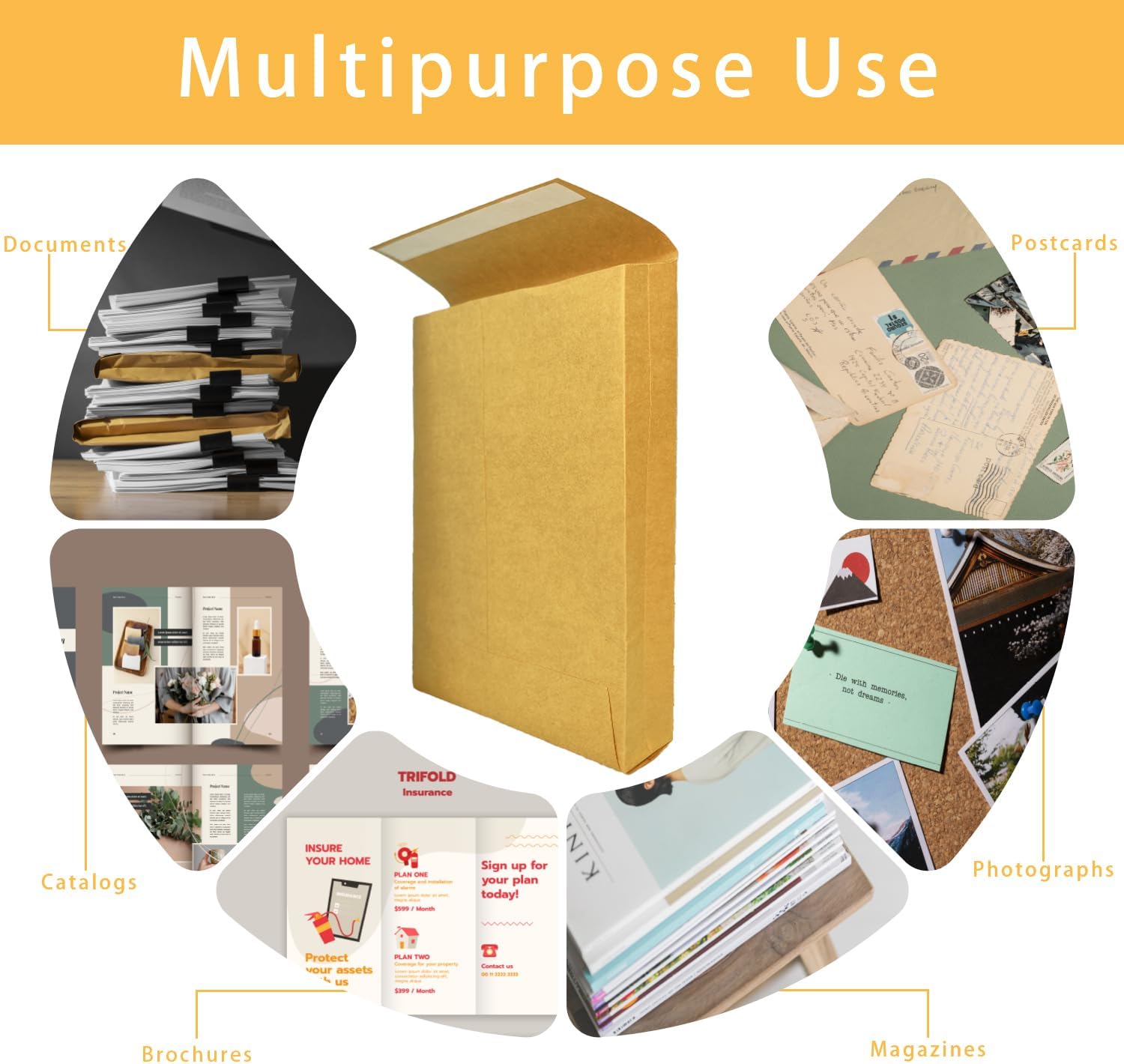 10.24" x 15.6" Expandable Envelopes Large Kraft Envelopes Catalog Envelopes for Home Office Business Storage and Organizing, Photos, Documents (20 PCS) - Image 4