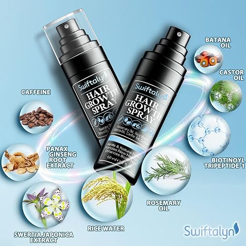 Miniatura 4 de Suero natural para el crecimiento del cabello para hombres aceite para el cabello y el cuero cabelludo con romero, aceite de batana, agua de arroz,