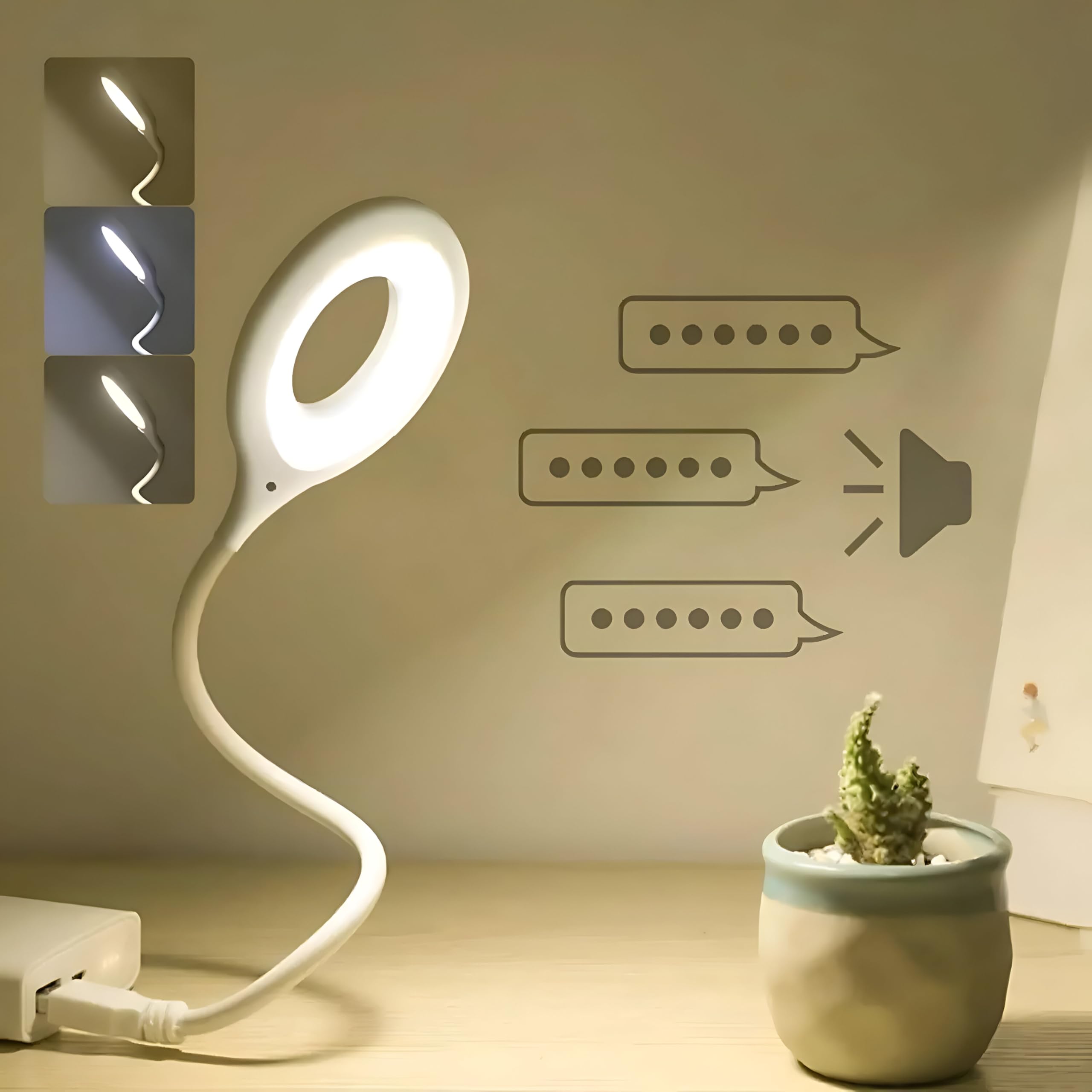 QZEMEL USB LED Table Lamp – Flexible Gooseneck Desk Light with 3 Color Modes & Dimmable Brightness | Plug & Play Study Light for Reading, Office, Bedroom – Voice Control, Eye-Caring-image-38