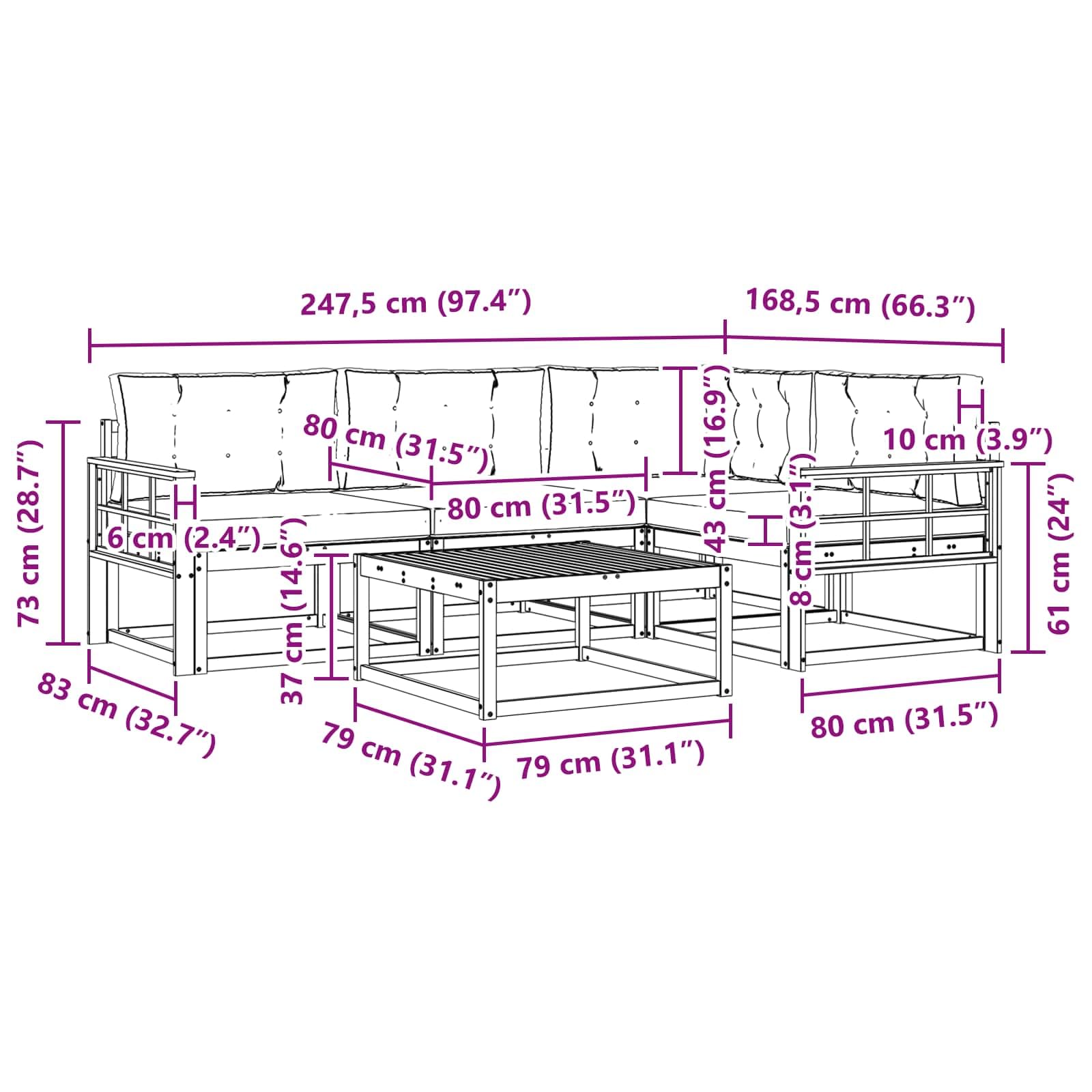 Sofaset für den Außenbereich aus Akazienholz | Modular, ergonomisches Design, Rückenlehne mit Lamellen, wetterfest, pflegeleicht