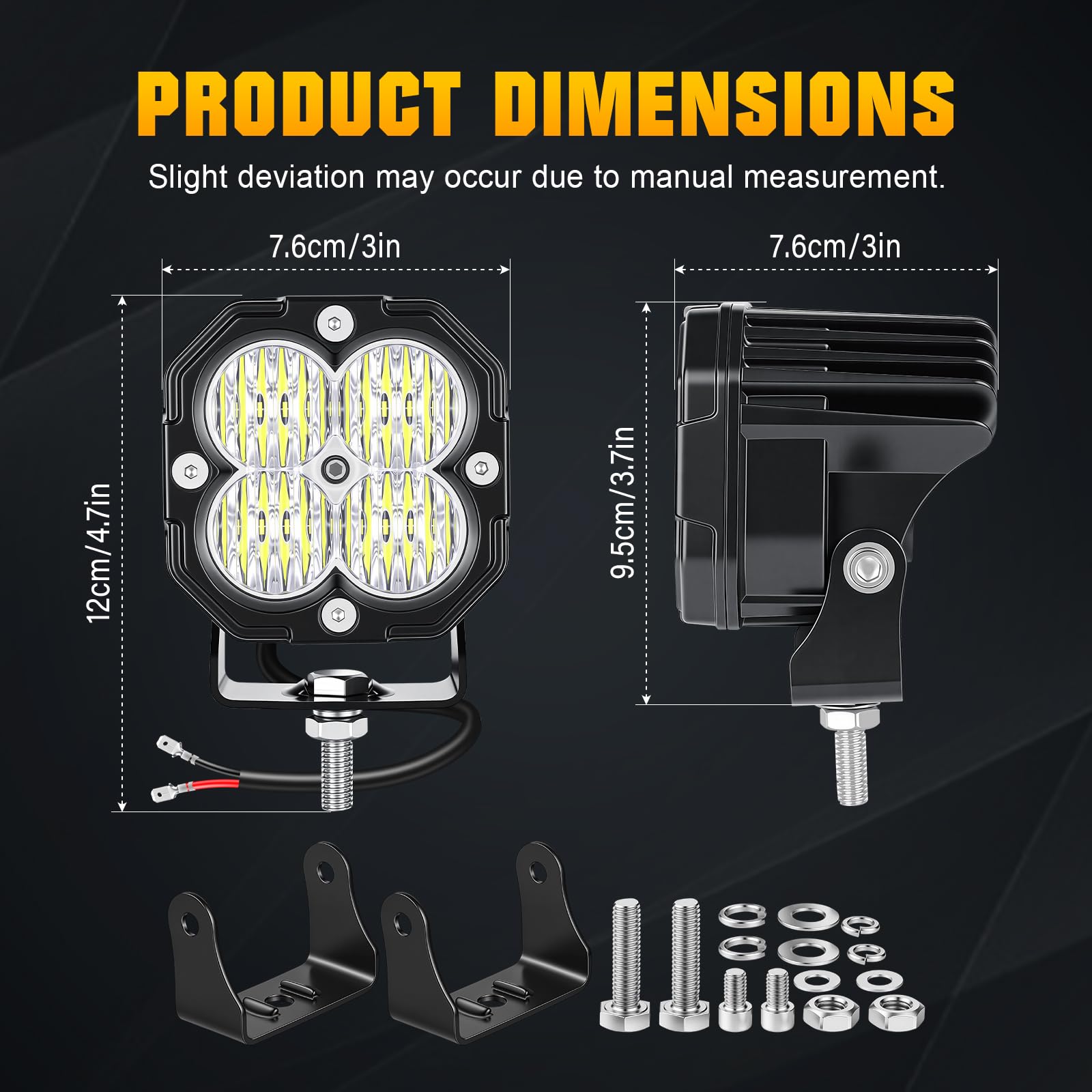 RIGIDON 4x Faro de Trabajo Cuadrado, 3 Pulgadas 30W Foco Led 4x4 Mini