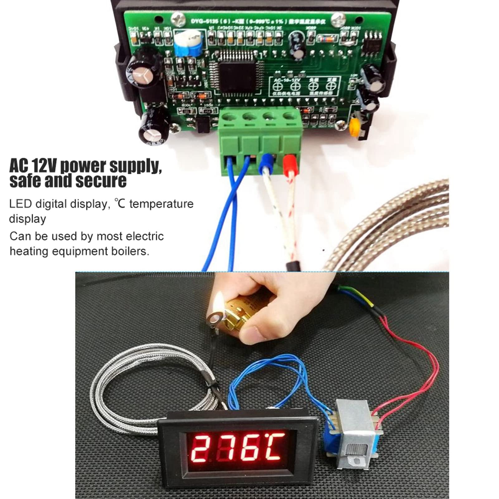 Tester di Temperatura per Termocoppie LED con Display Digitale Industriale con Controllo del Chip Ad Alta Precisione per la Maggior Parte delle Caldaie per Apparecchiature di