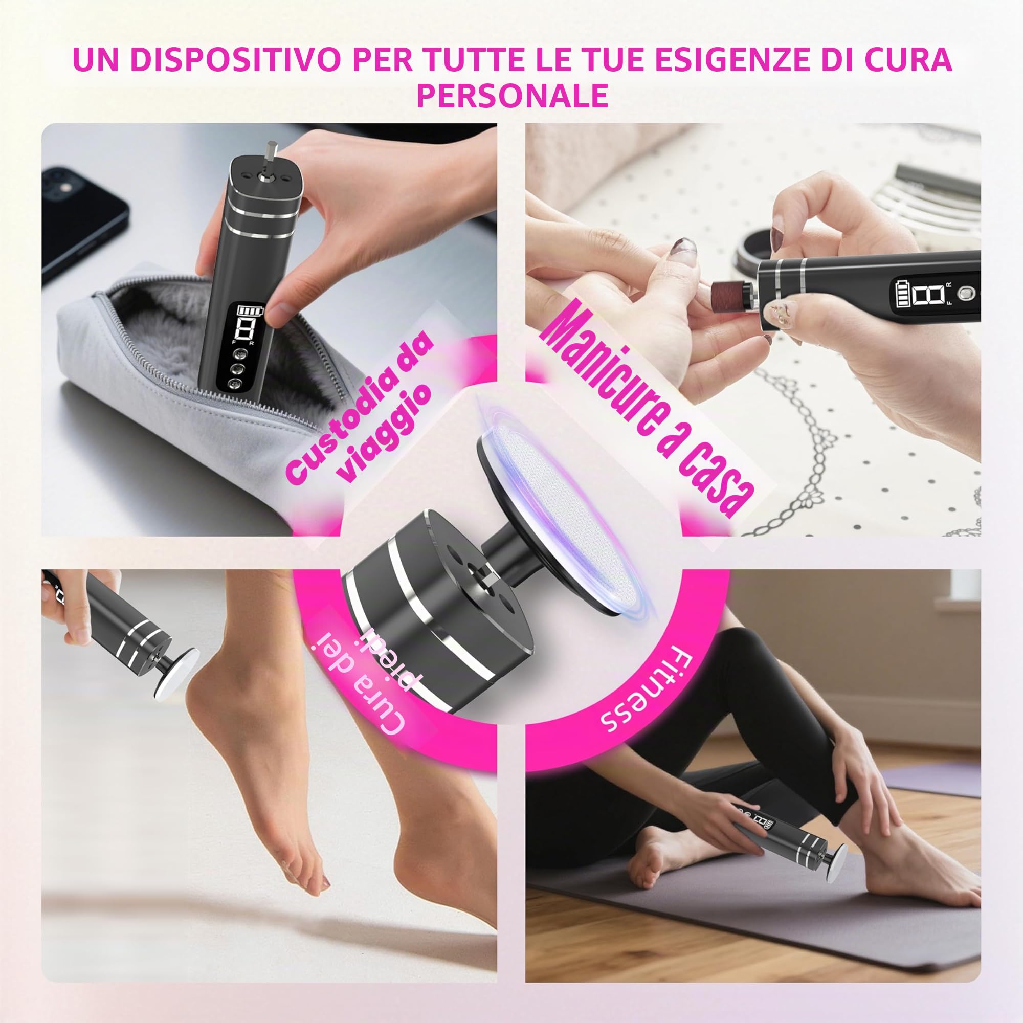 Ricaricabile Pedicure Elettrico, Pedicure Professionale Piedi 9 Velocità Lima Piedi Elettrico per Calli Rimuove Calli e Pelle Dura da Talloni e Piante (Nero)