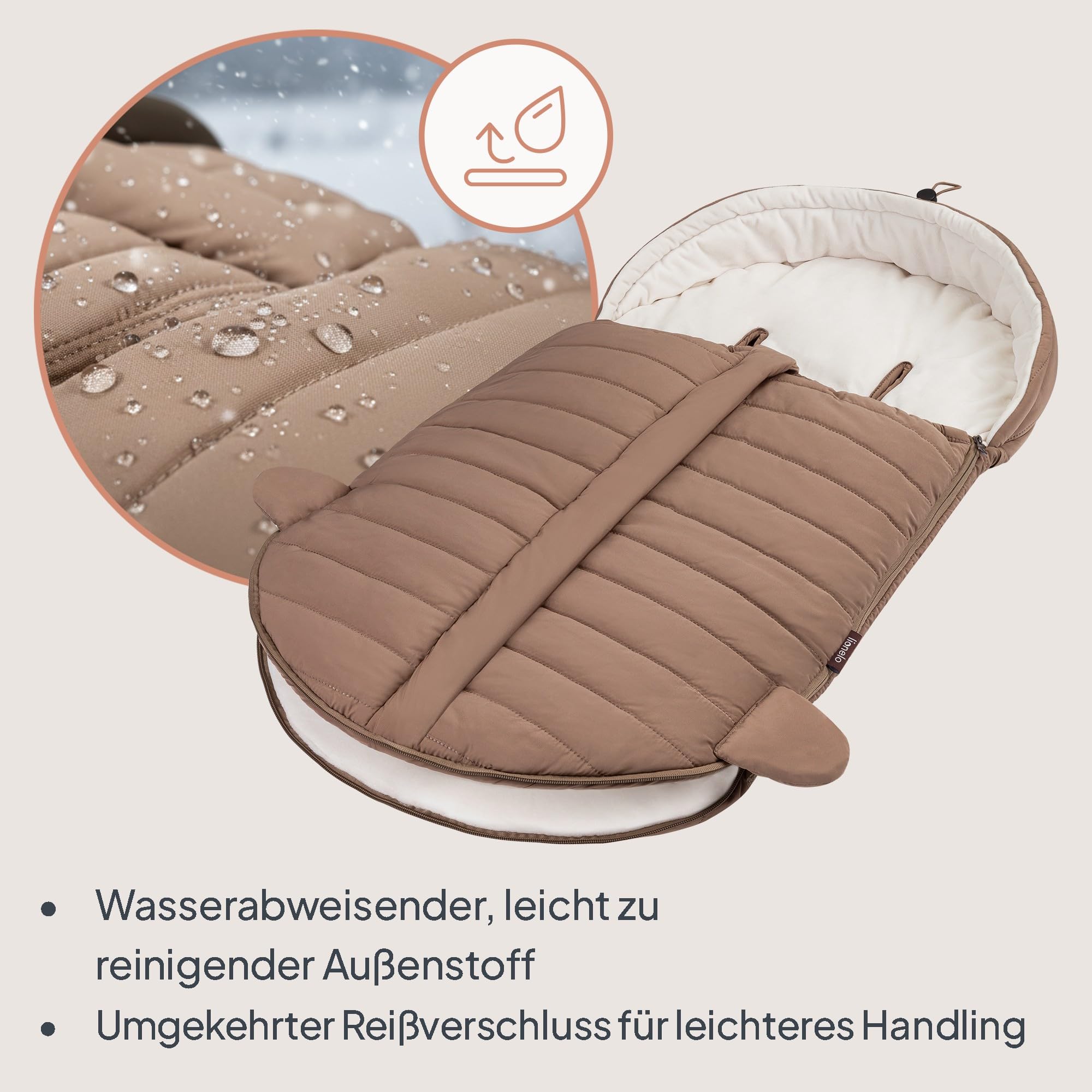 Lionelo Oli Winterfußsack Kinderwagen – Universal für Buggy & Babywanne | Öffnungen für 5-Punkt-Gurt, wasserabweisend, warm bis −20°C, mit Reißverschluss, waschbar, hypoallergen