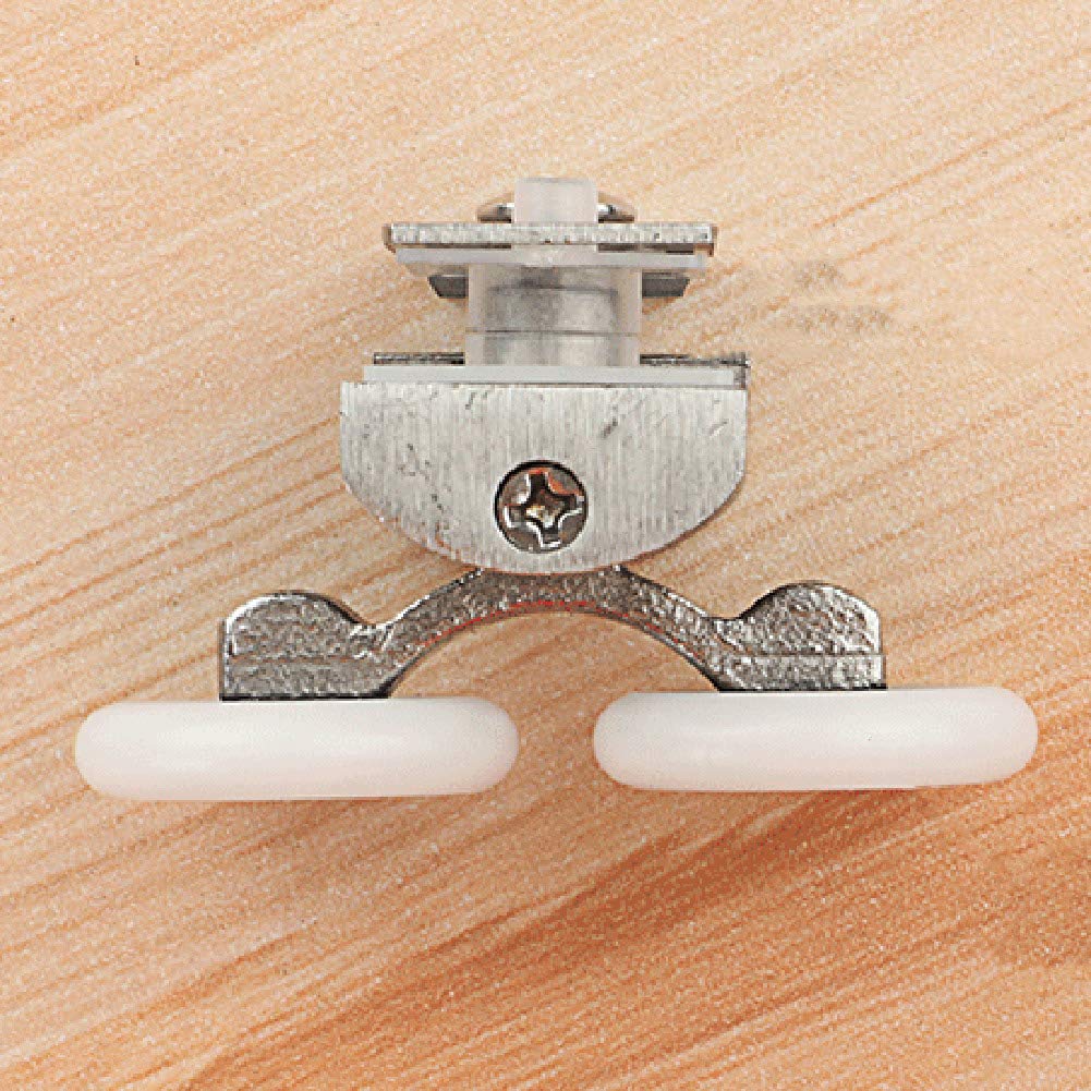 Rulli per porta doccia, doppia ruota doccia da 25mm/26mm, pulegge superiori e inferiori in vetro sospese, pezzi di ricambio per guide per bagno piatto o curvo - 4 pezzi (Acciaio inossidabile 304)