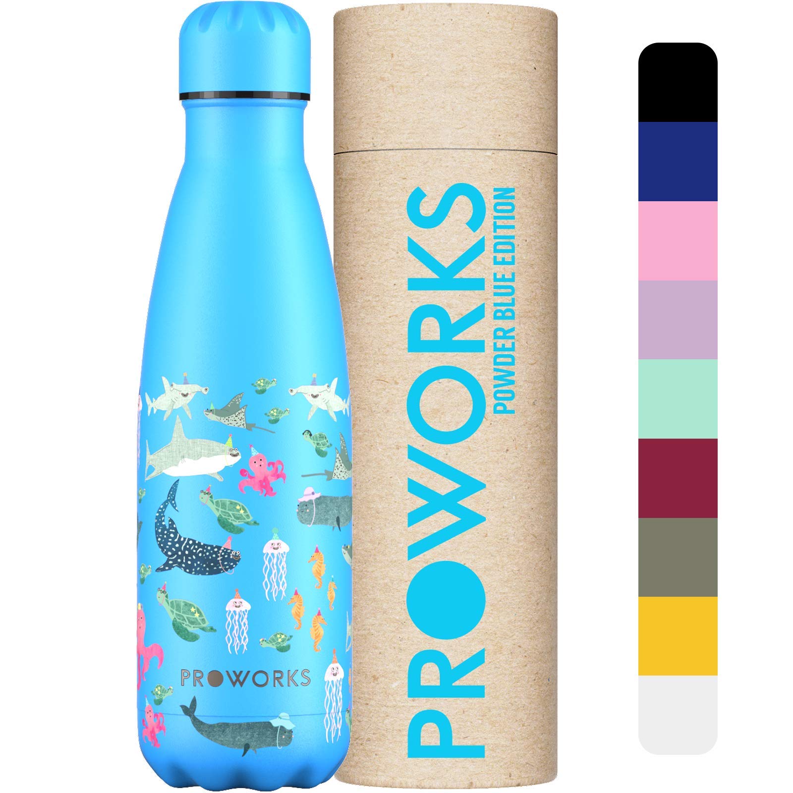 PROWORKS Insulated Water Bottle, BPA Free, Reusable Stainless Steel Water Bottle for 12 Hours Hot & Cold Hold Up to 24 Hours, for Sport, Gym, Travel - 500ml - Pink Daisy — view 35