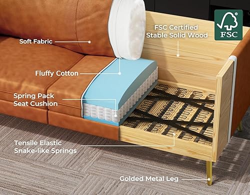 Miniatura 3 de Vesgantti Sofá moderno de mediados de siglo de 73 pulgadas, sofá biplaza pequeño para oficina, sala de estar, apartamento, montaje sin herramientas,