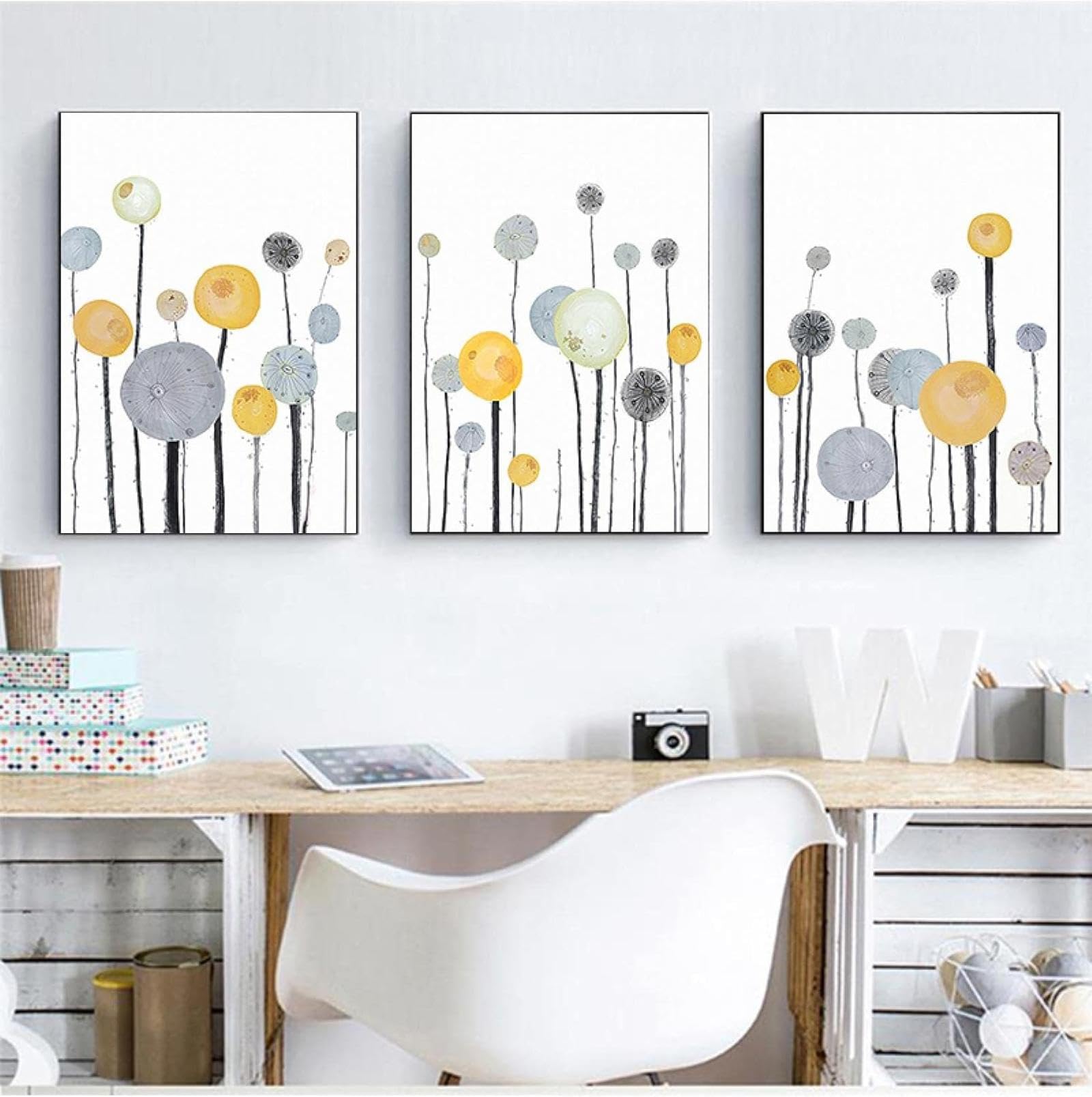 Hipwst Frameless Lonely Flowers Colorful Canvas Abstract Geometric Paintings Giclee Canvas Prints Artwork Living Room Decor Picture 60X80cmx3