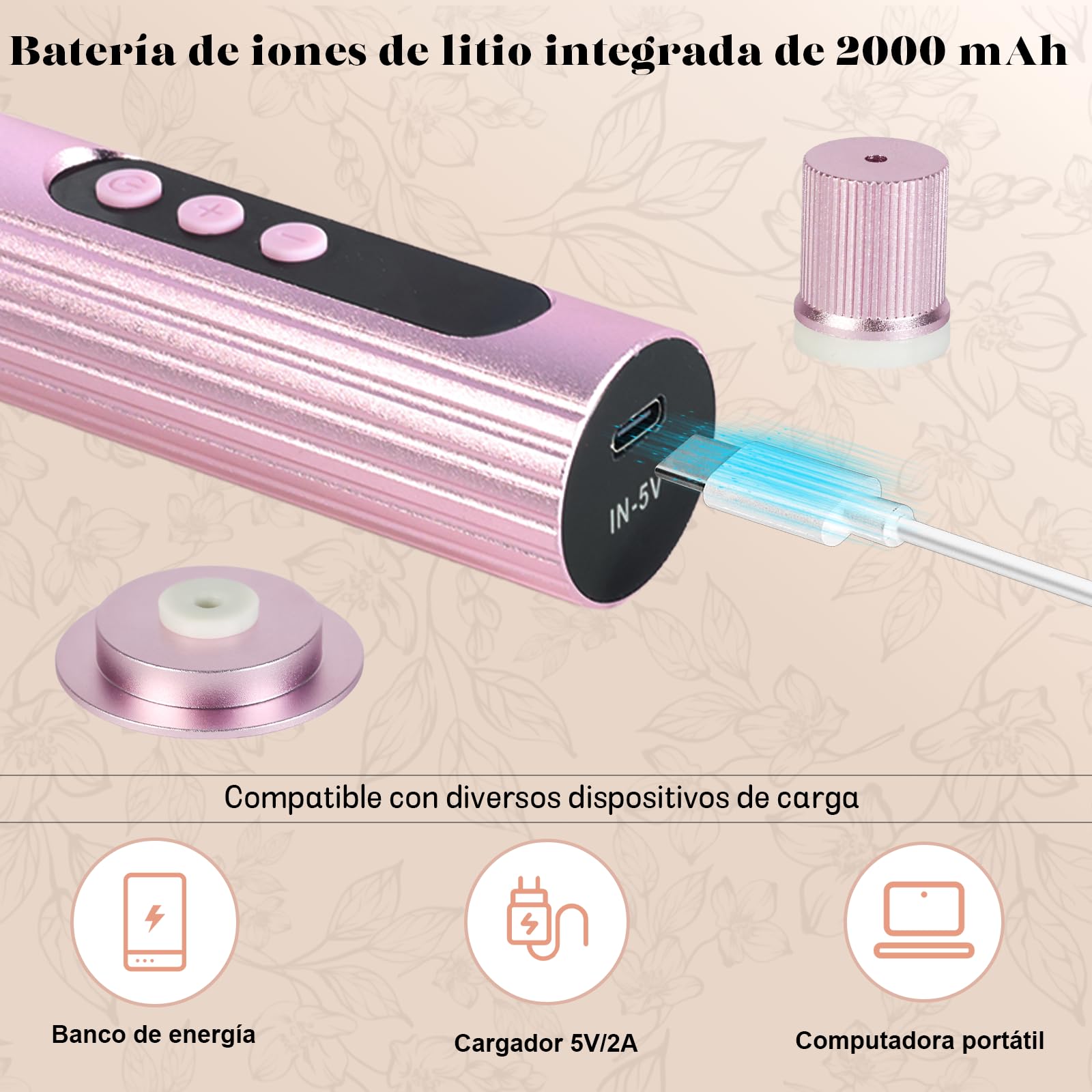 Quita Callos Eléctrico 2 en 1, Quita Callos Eléctrico de 9 Velocidades para Pies con 30 Hojas de Lija, Recargable con Tipo C para Callos, Talones Agrietados y Piel Dura (Rosa)