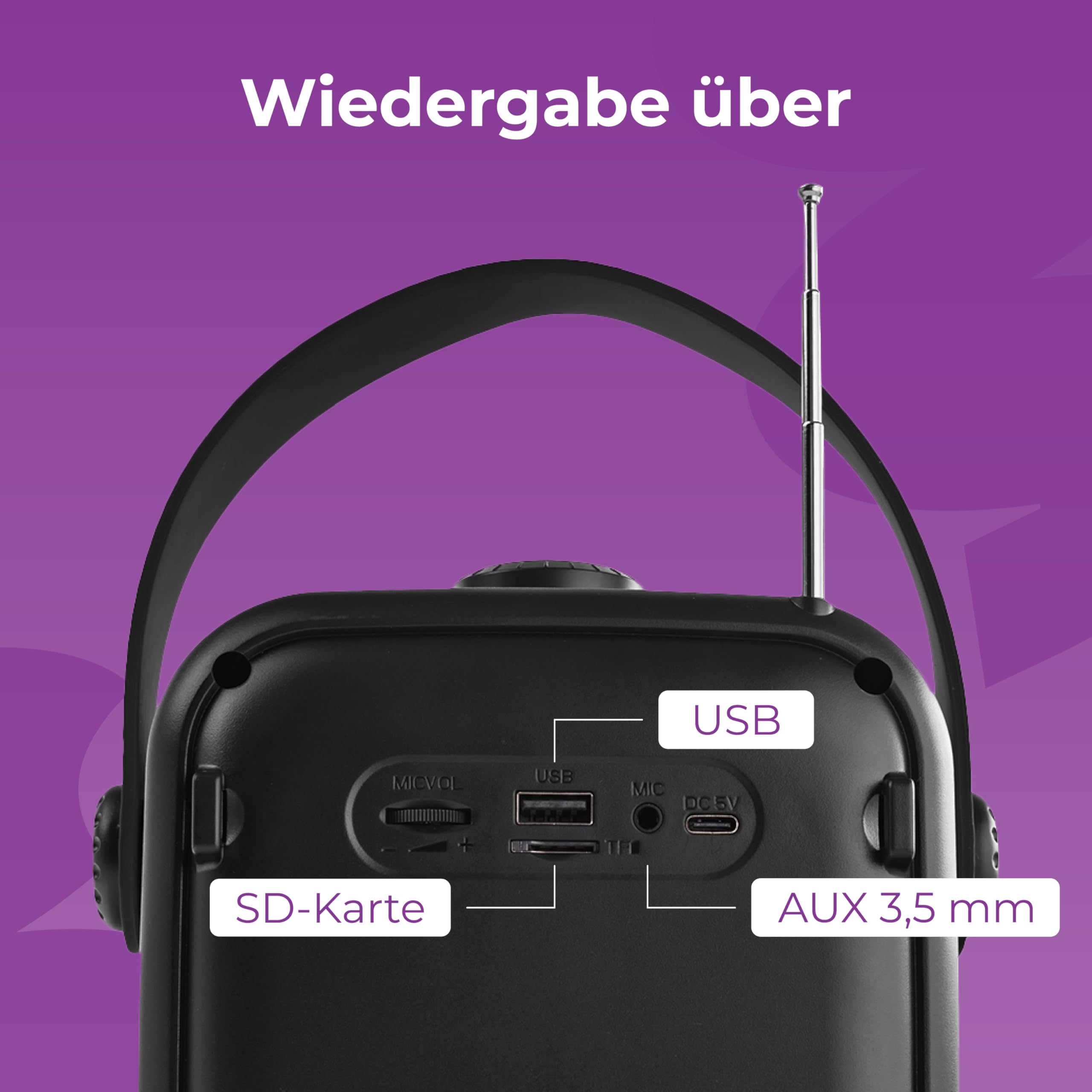 Spacetronik Sprachverstärker Tragbar mit Mikrofon 25W, Stimmverstärker mit Bluetooth 5.0 Lautsprecher, Aufnahmefunktion, TWS, FM-Radio, SD/USB/AUX, LCD-Display & 12h Akku