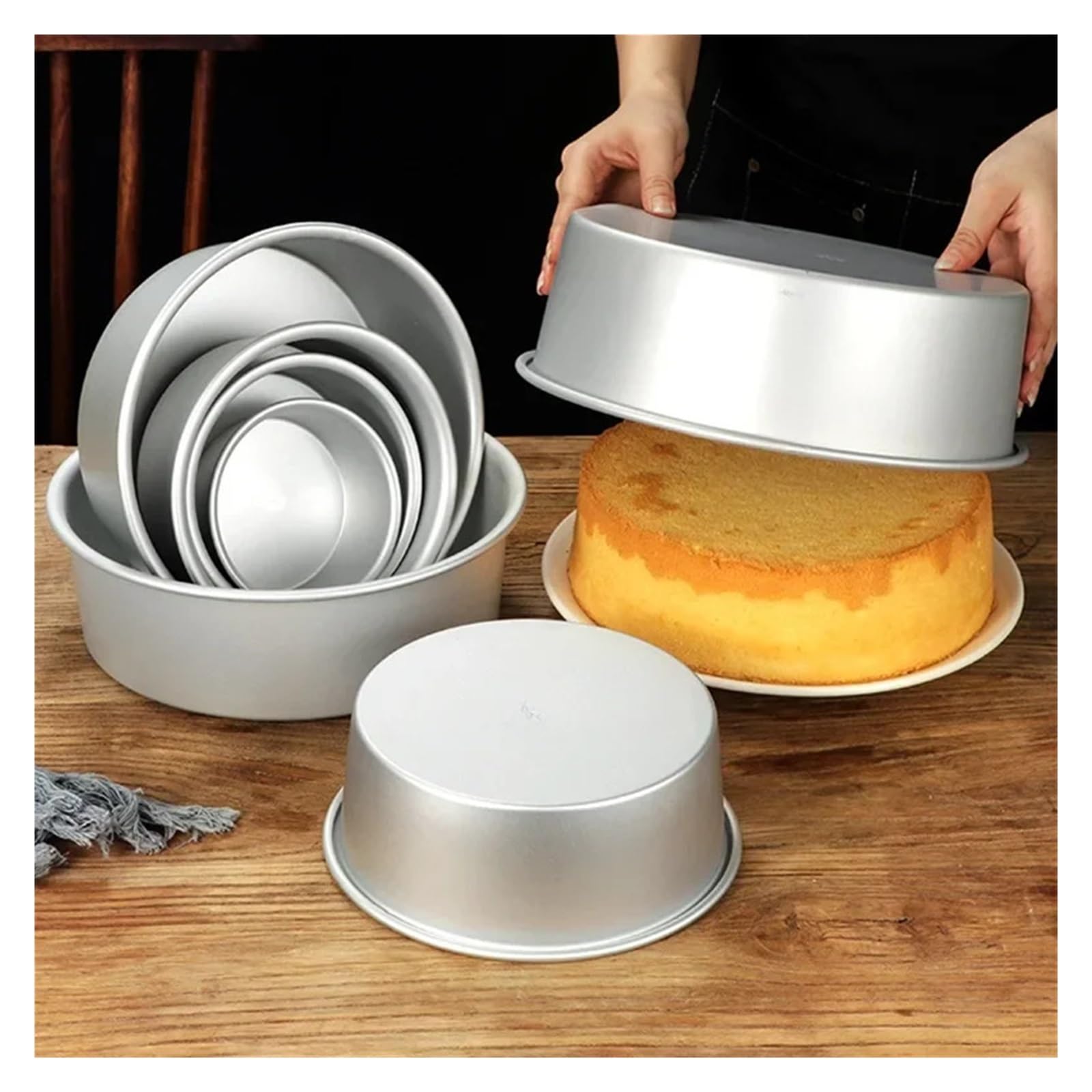 Stampo in chiffon con fondo tondo in alluminio da 10-12 pollici for teglia forno(White 10 inches)