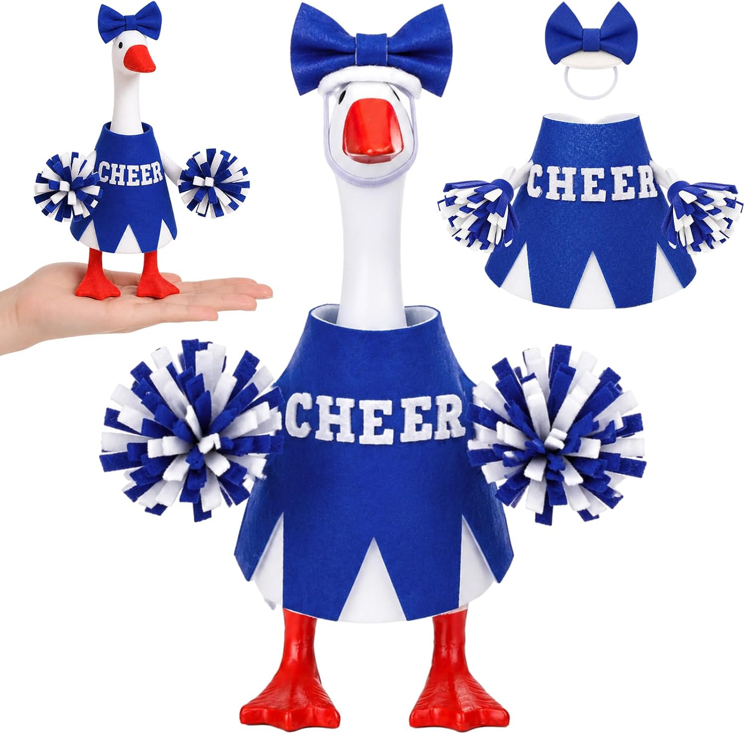 Cheerleader Desk Goose Outfit 7 Inch, Blue White