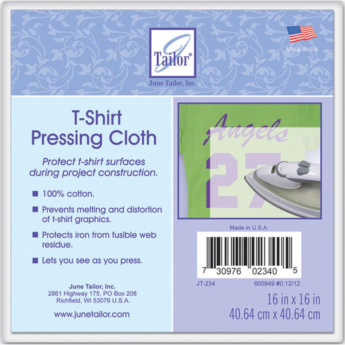 June Tailor Pressing Cloth, 16"x16", White
