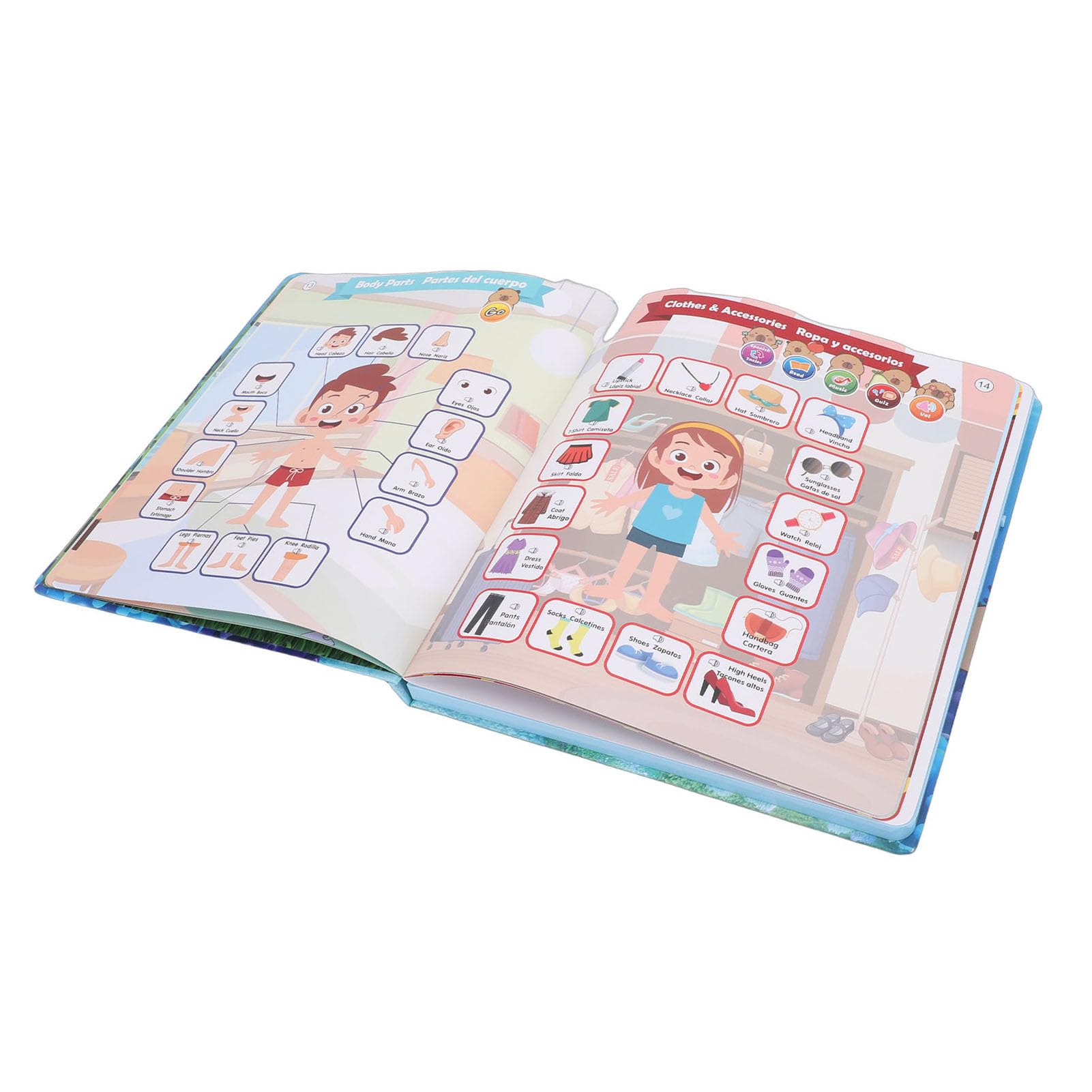 Generic Coinvolgente Libro Sonoro Bilingue Spagnolo-inglese per Bambini con Ricchi Accompagnamenti Musicali per L'apprendimento in età Prescolare