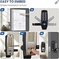 Vista 5 de Cerradura de Puerta de Entrada Sin Llave con Manija - Sin Baterías Cerradura de Puerta Comercial con Teclado - Fácil de Instalar y Usar - Resistente