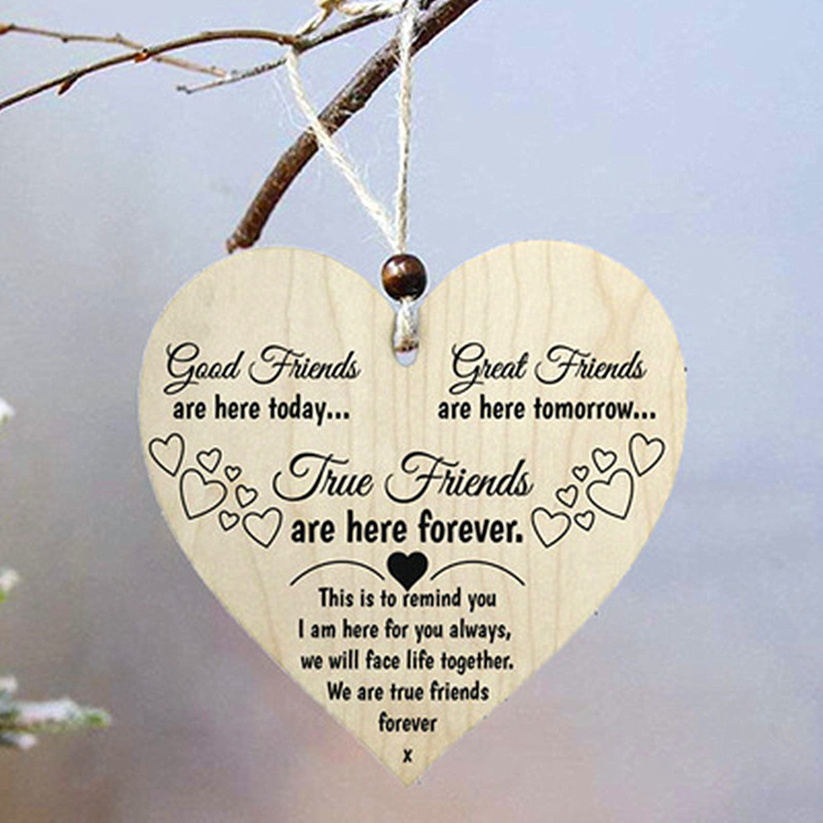 Targa A Forma Di Cuore 'Friends Become Family' – Decorazione Parete In MDF Con Spago Rustico 10x9 Cm - 2