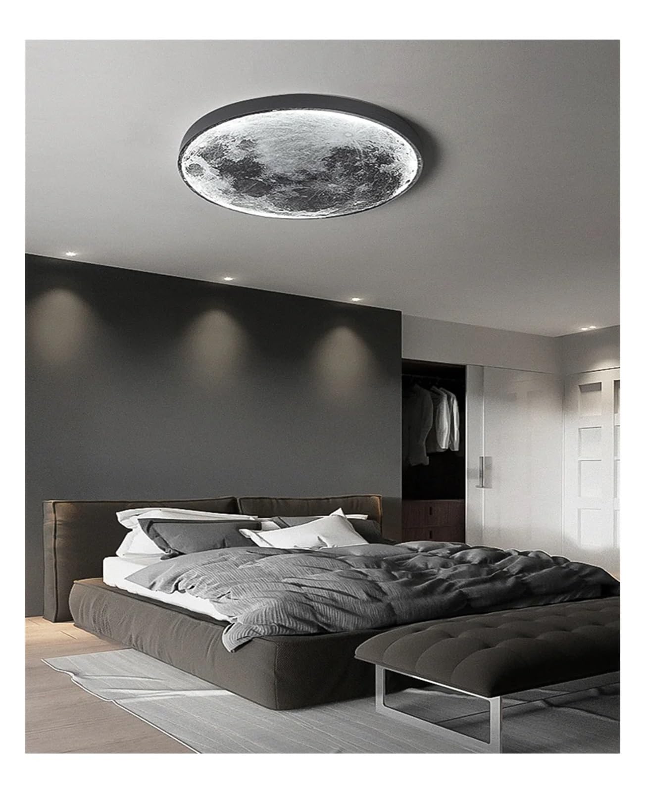 Generico Applique da parete Moon Corridoio corridoio murale Tavolo luminoso a LED Camera da letto Soggiorno Decorazione del bagno Specchio Applique da parete ad anello magico