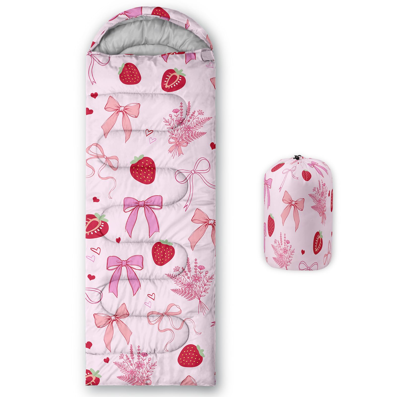 QOOMO Ball Flower Camping Sleeping Bags,3 Season Warm &amp; Cool Weather,Lightweight,Waterproof Sleeping Bags for Adults &amp; Kids,Traveling,and Outdoors,Camping Gear Equipment