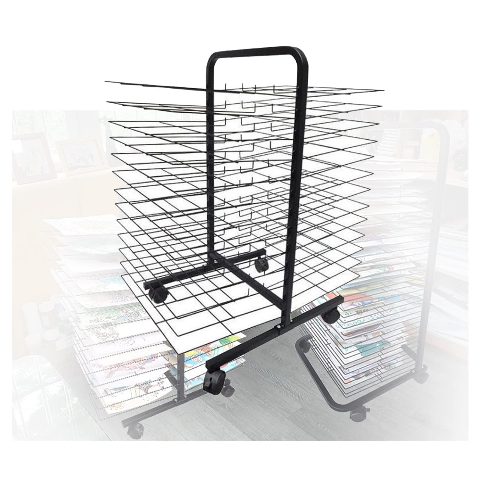 NGDFGR 26-Layer Art Drying Rack,Drying Easel,Removable Educational Product Drying Rack With Pulleys,Movable Art Drying Rack For Gouache Painting,