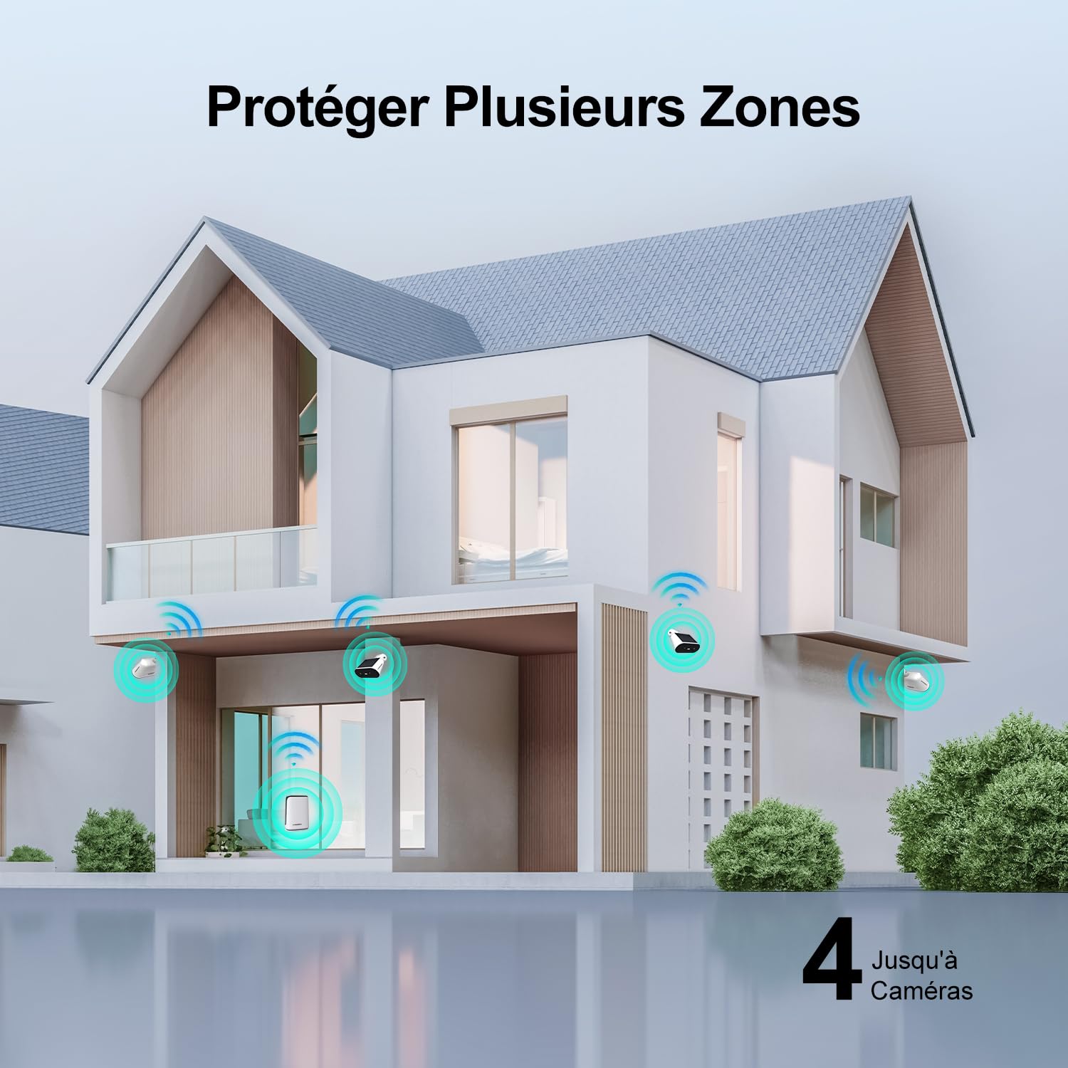 2K Camera Surveillance WiFi Exterieure sans Fil Solaire, 166° PIR