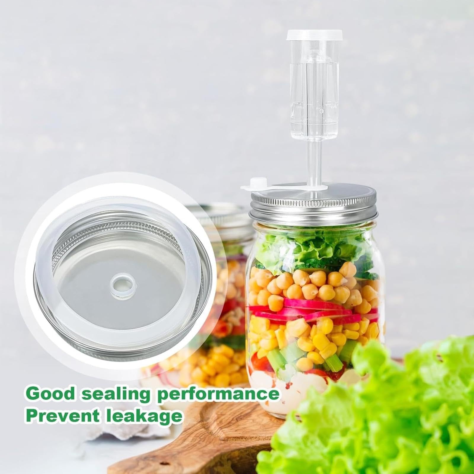 Kit di fermentazione per barattoli Mason a bocca larga, set da 4 coperchi per fermentazione con chiusure ermetiche e pesi in vetro per sottaceti/crauti, set facile per la fermentazione (barattoli non