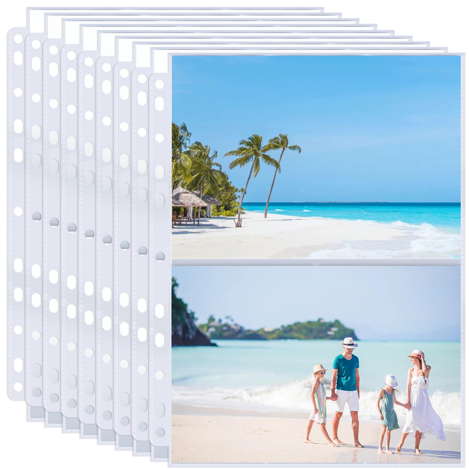 50 Pack Photo Sleeves Holds 200 5"x7" Photos, Clear Photo Page Protector for 3 Ring Binder, Double-Sided Photo Album Refill Pages Photo Pockets Photo Sleeves Binder Sheets