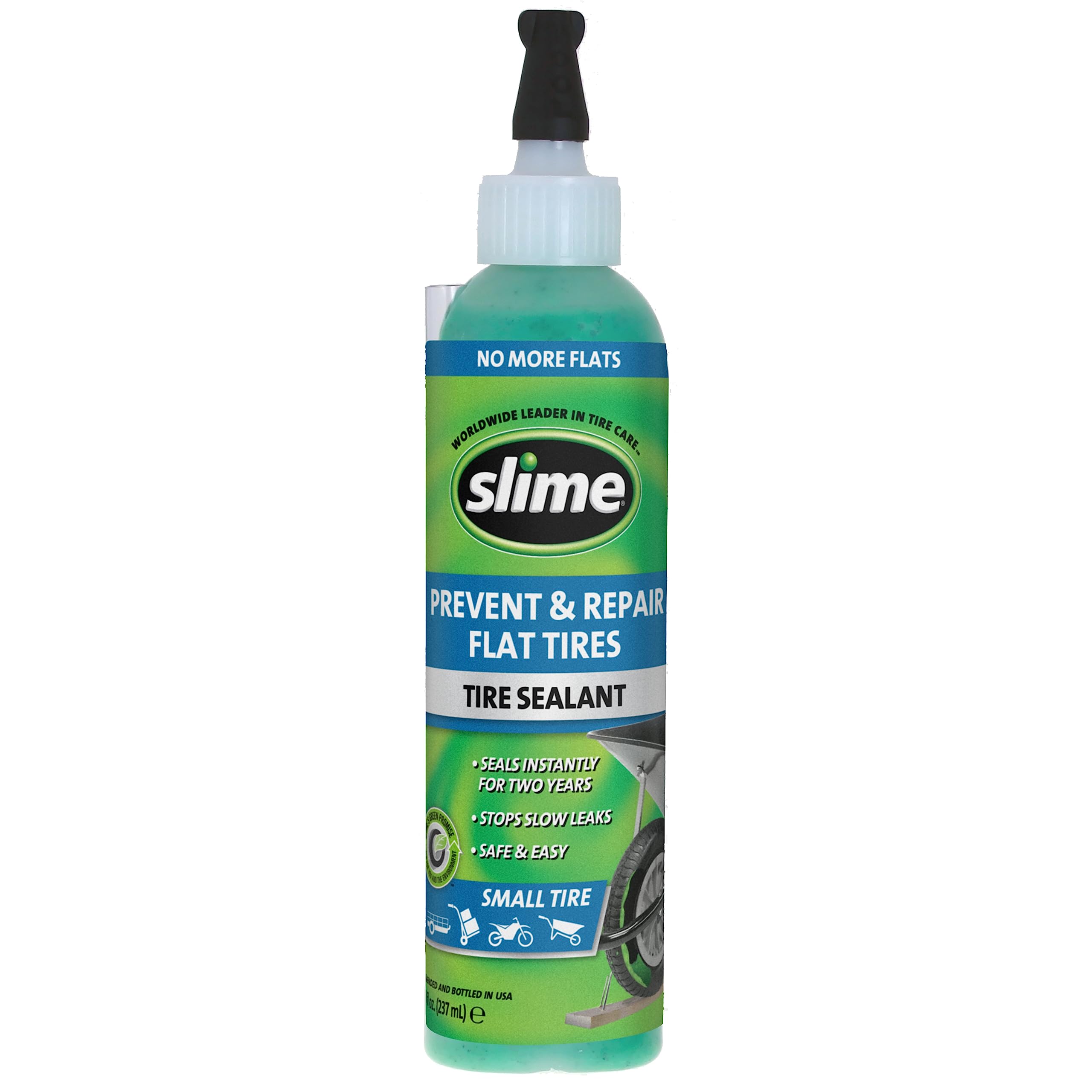Slime 10007-6PK Lot de 6 flacons de mastic de réparation de crevaison pour pneus à plat, prévient et répare, petits pneus sans chambre à air, non toxique, respectueux de l'environnement, 6 flacons de