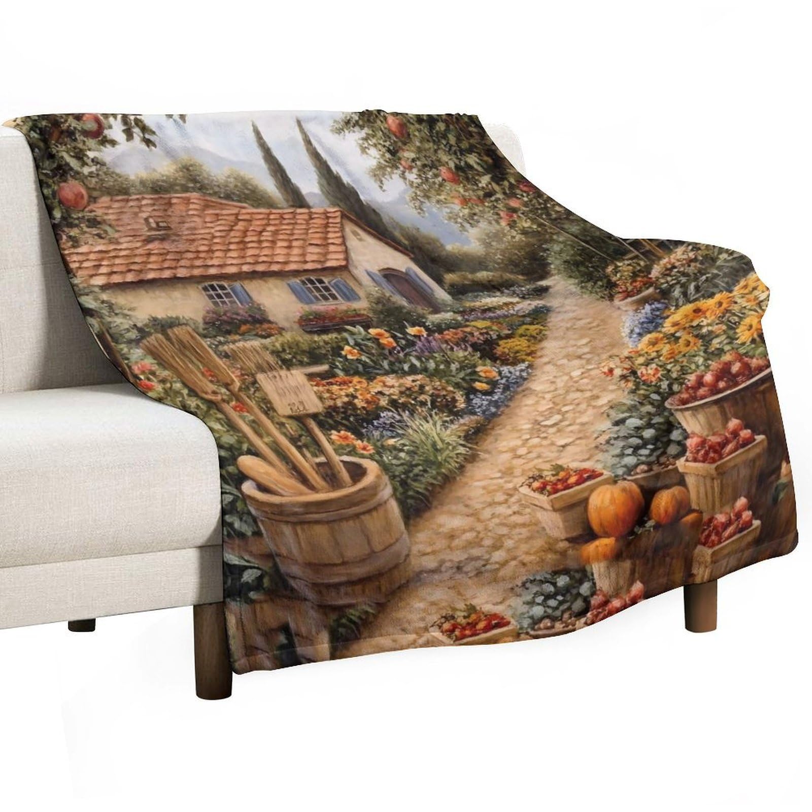 YHGSREUOH Country Garden (2) Flannel Blankets Fleece Soft Throw Lightweight Plush Gifts for Couch, Bed, Cozy Sofa Plush, Chair, Lovers 130x150cm(50x60in)