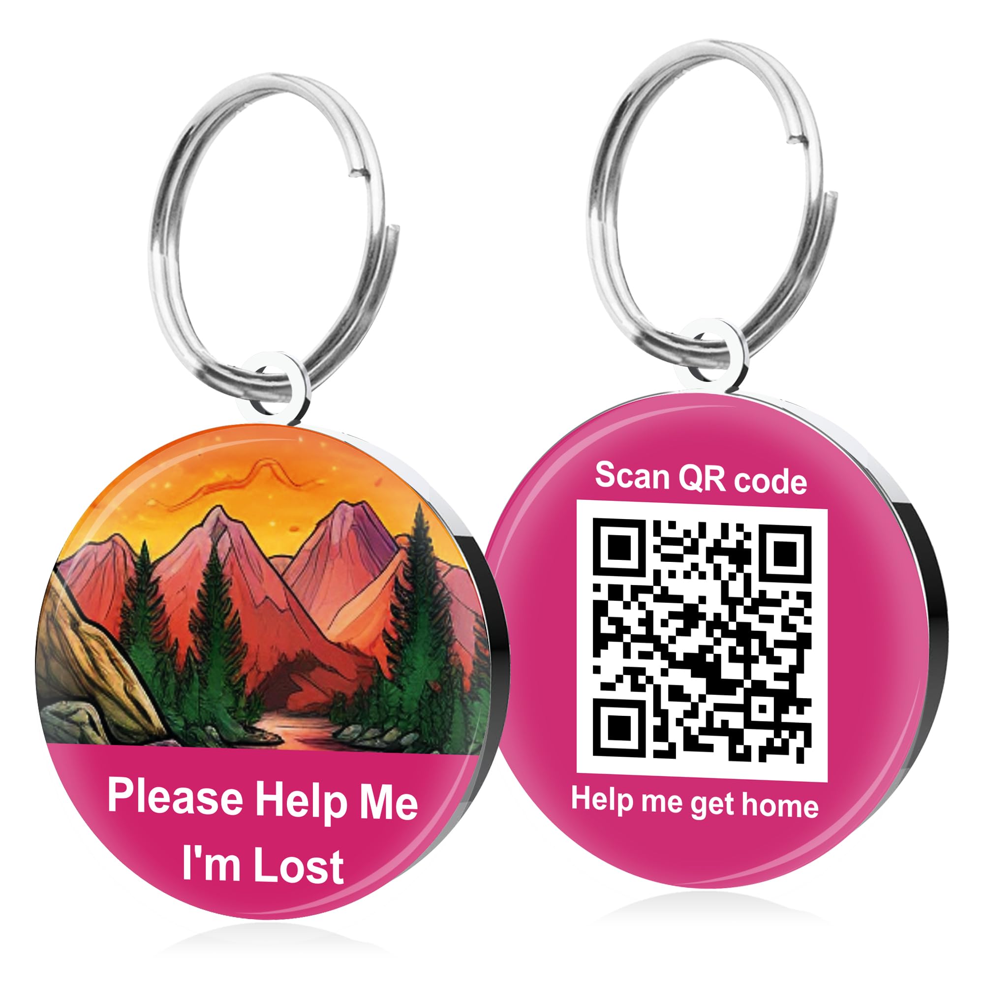 QR Code Dog Tags ID Tags for Dog Name ID Tag Cat Tags Online Pet Profile Scan QR Receive Instant Pet Location Alert Email Quiet Tag (Pink
