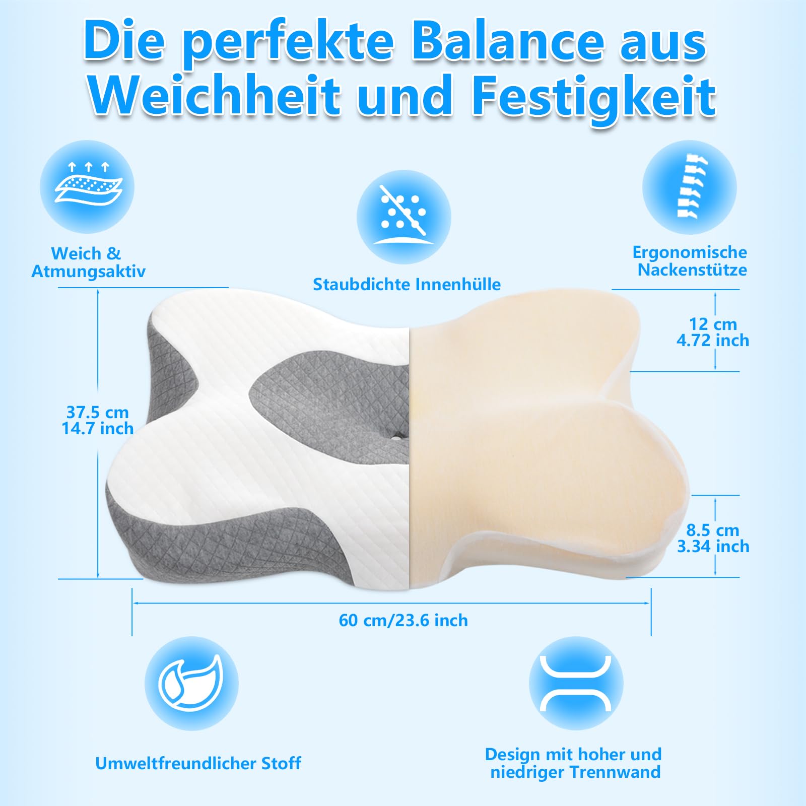 Orthopädisches Kissen Antischnarchkissen Memory Foam Seitenschläfer Rückenschläfer