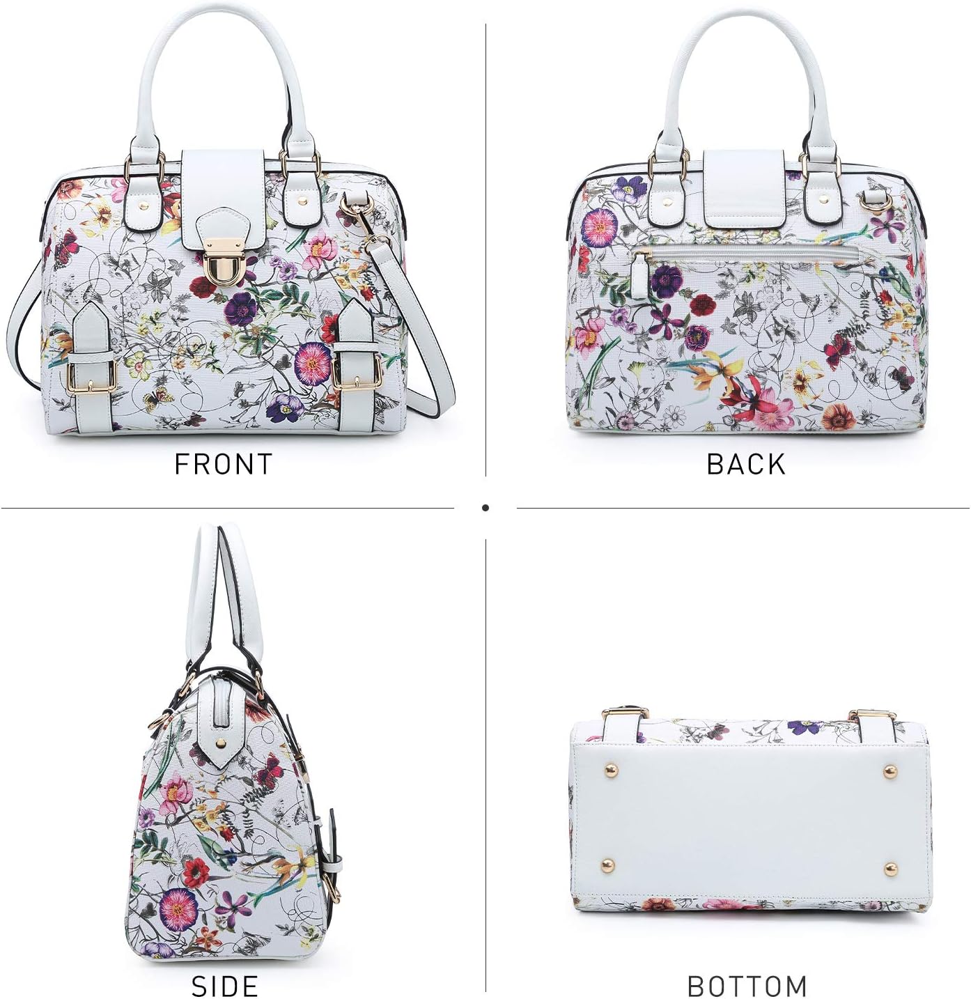 Dasein Women Barrel Handbags Fashion Satchel Bags Top Handle Shoulder Purses Vegan Leather Work Tote - Image 3