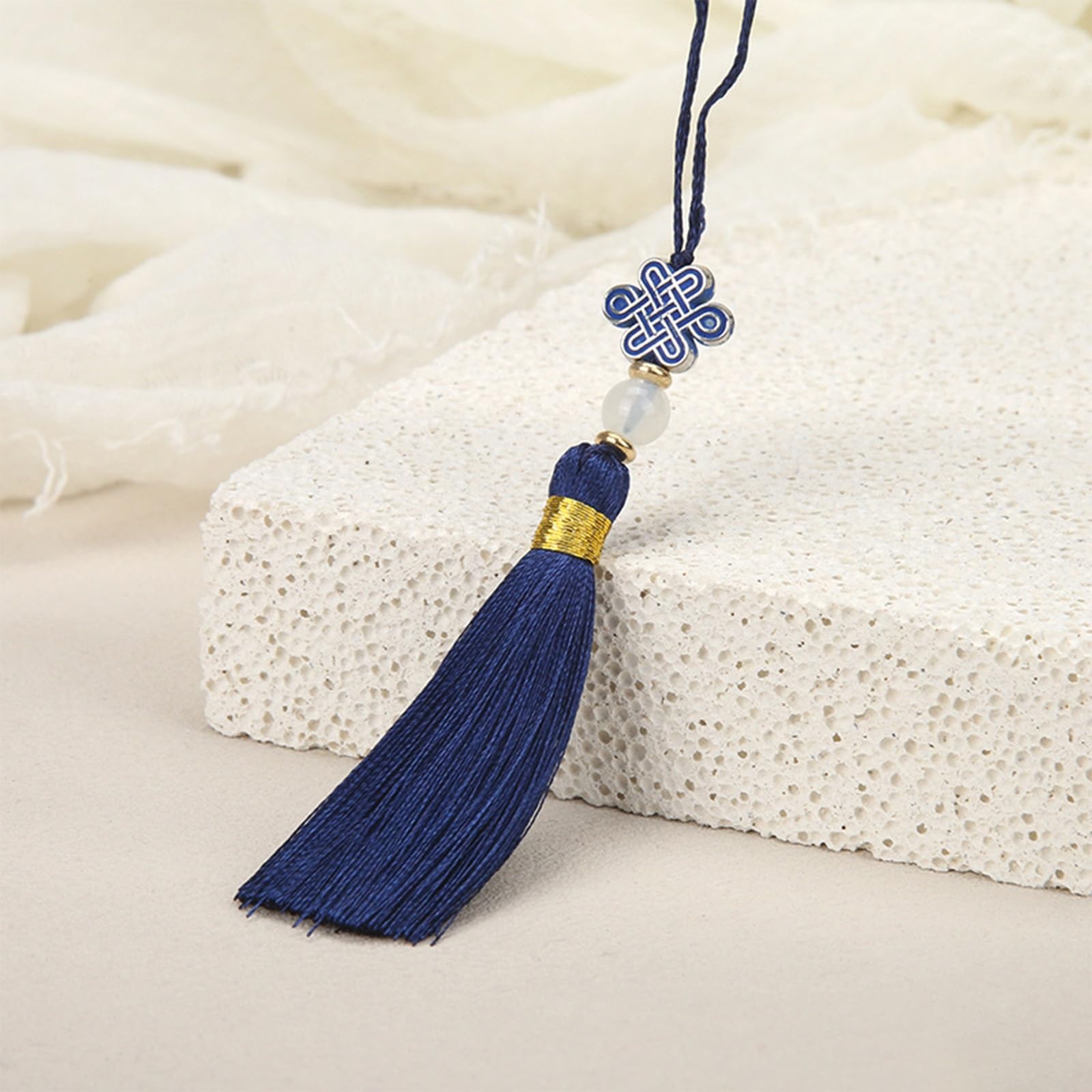 Mini Tassels Silky Tassels with Beads Chinese Knot Small Pom Poms Decoration for DIY Projects Bookmark Keyring(K,30PCS)