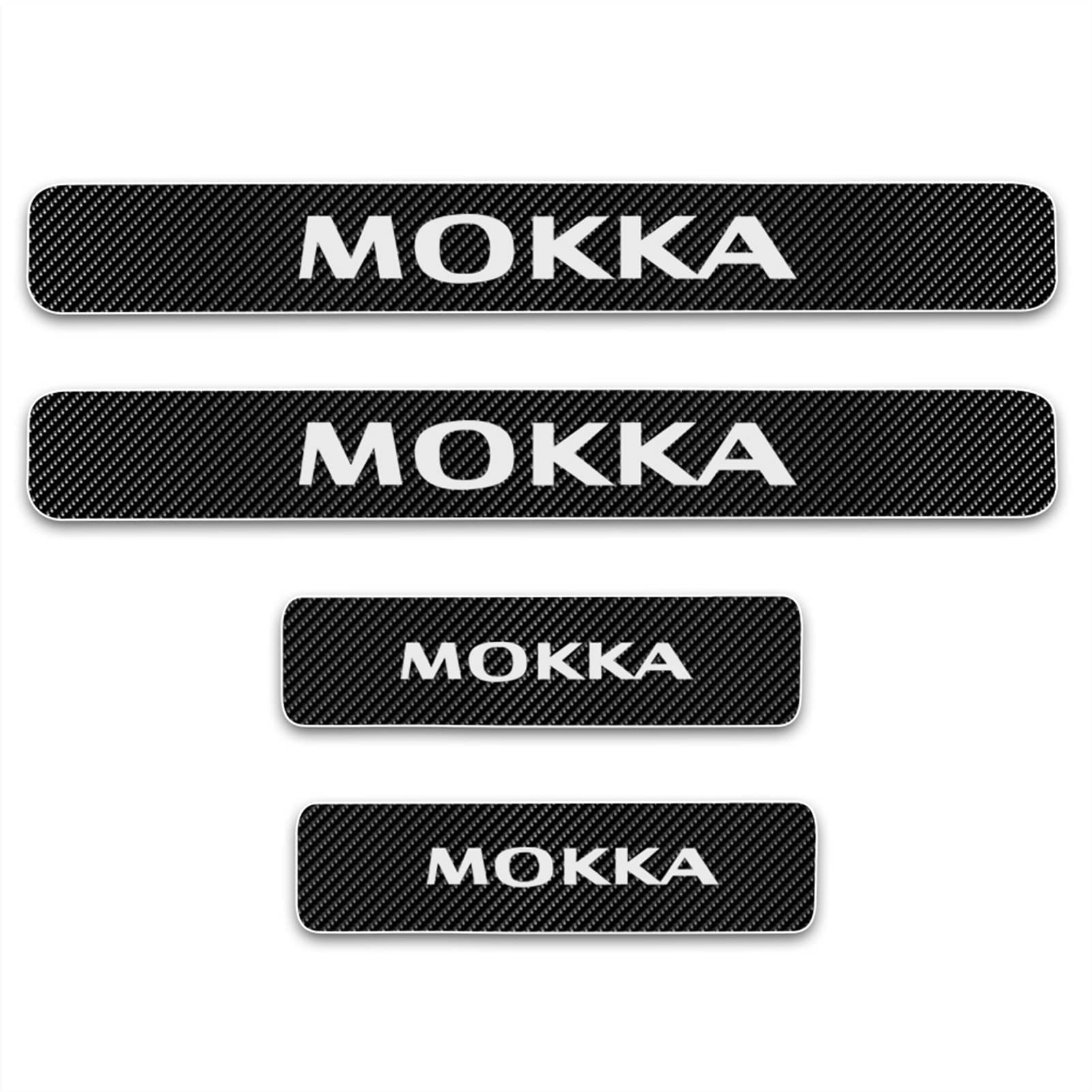 Symilov White Car Door Sill Protector Self-Adhesive Carbon Fiber Stickers For Op-El Mokka, 4Pcs Car Scuff Plate Door Sill Trim Welcome Pedal Car Styling Accessories,