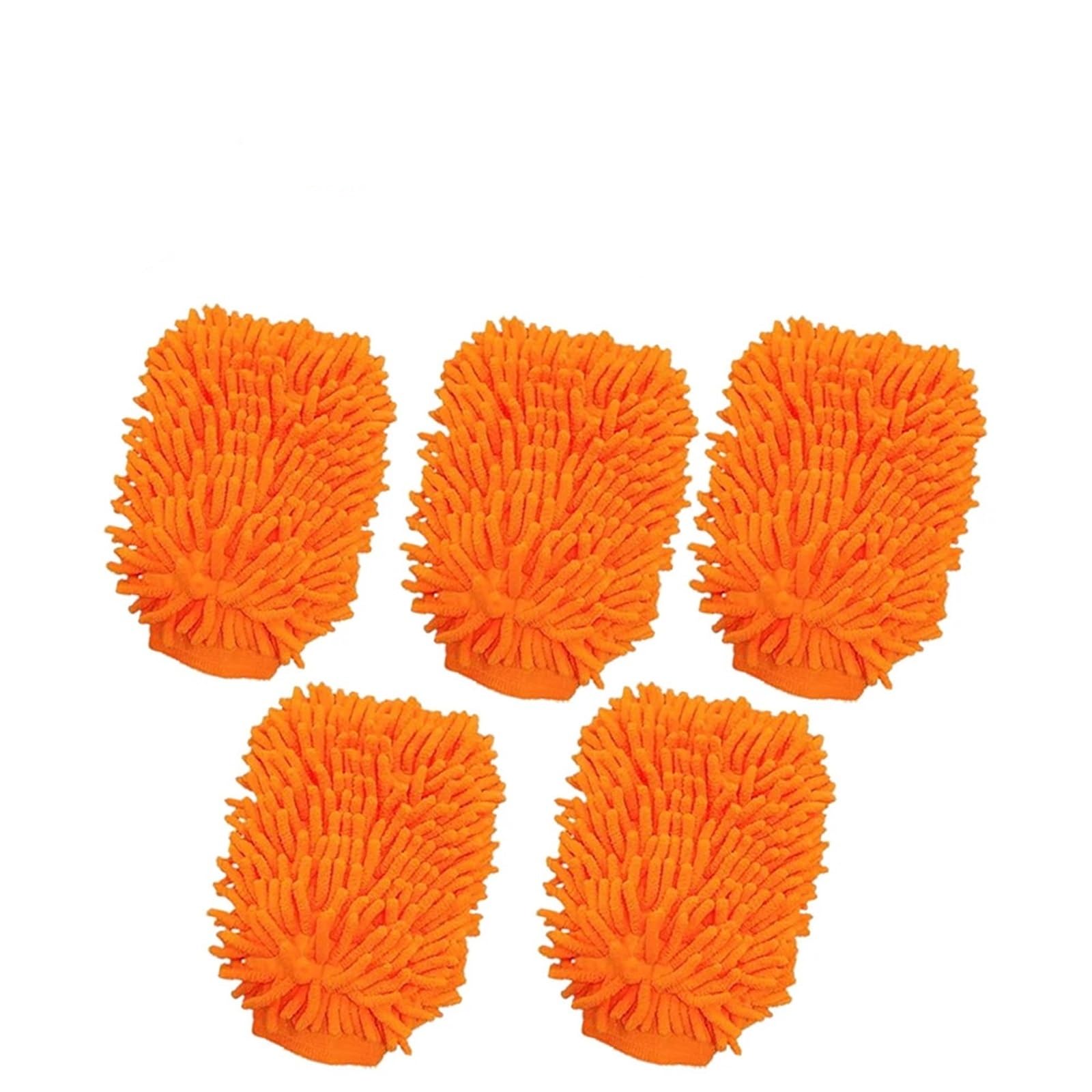 AFDHVTKLDR Car Washing Gloves 1-10Pcs Car Wash Gloves, Ultra-Fine Microfiber Thick Double-Sided Mitt, Scratch-Free Sponge Cleaning Tool(5Pcs Orange)