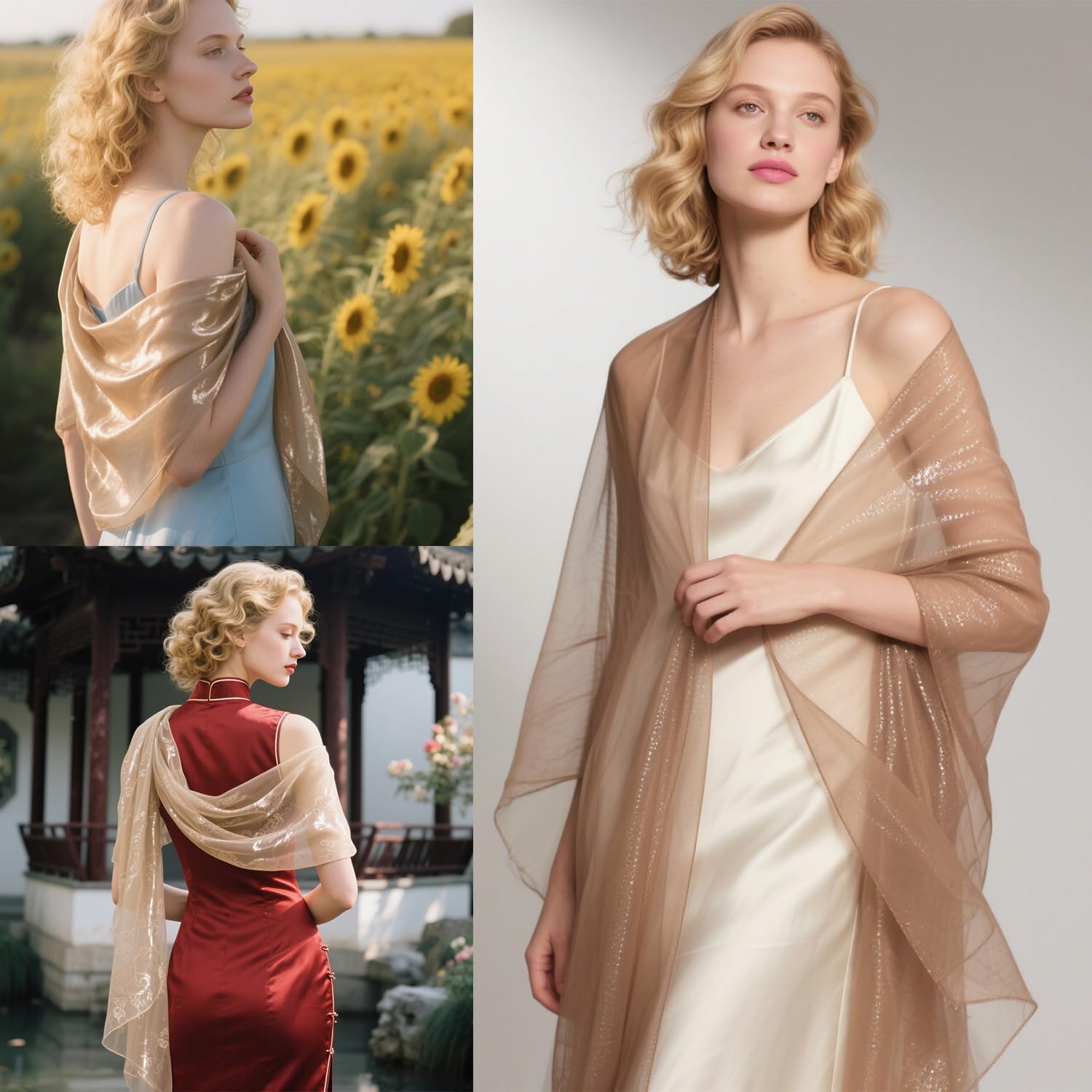 Jolbndcv Women's Scarfs Shawl and Wraps for Evening Dresse Soft Chiffon Lightweight Silky Wedding Shawl Wraps Bridal Scarve - Image 6