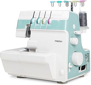 Overlock SO90 (electric, 90 watts, LED light, cut in one operation, many accessories, MD19169) turquoise
