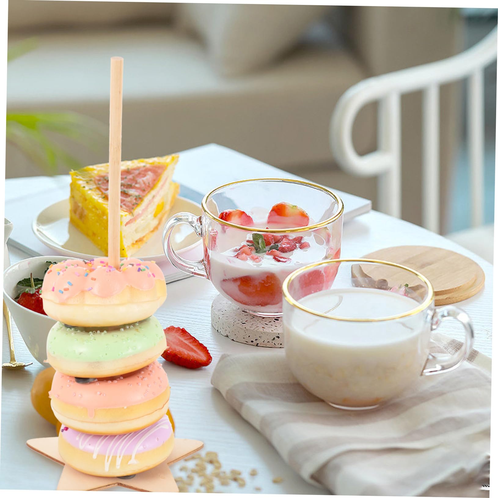 SOLUSTRE 12piezas Soporte De Donuts De Madera Para Fiesta Para Decoración De Mesa Dulce Para Bodas Cumpleaños y Eventos Especiales