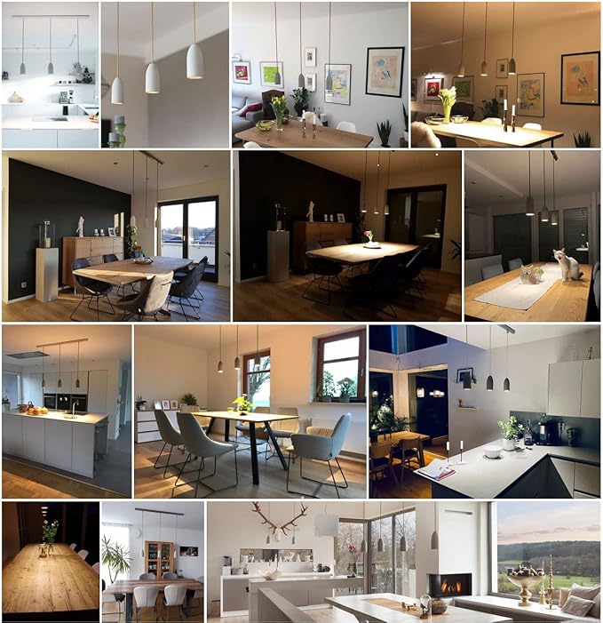 Buchenbusch urban design 3er betonnen lamp "light edition" - textiel kabel "violet licht" (26 kleuren) - dimbare betonnen lampen met LED-spots voor de eettafel, eettafel lamp, eetkamer lamp photo 3